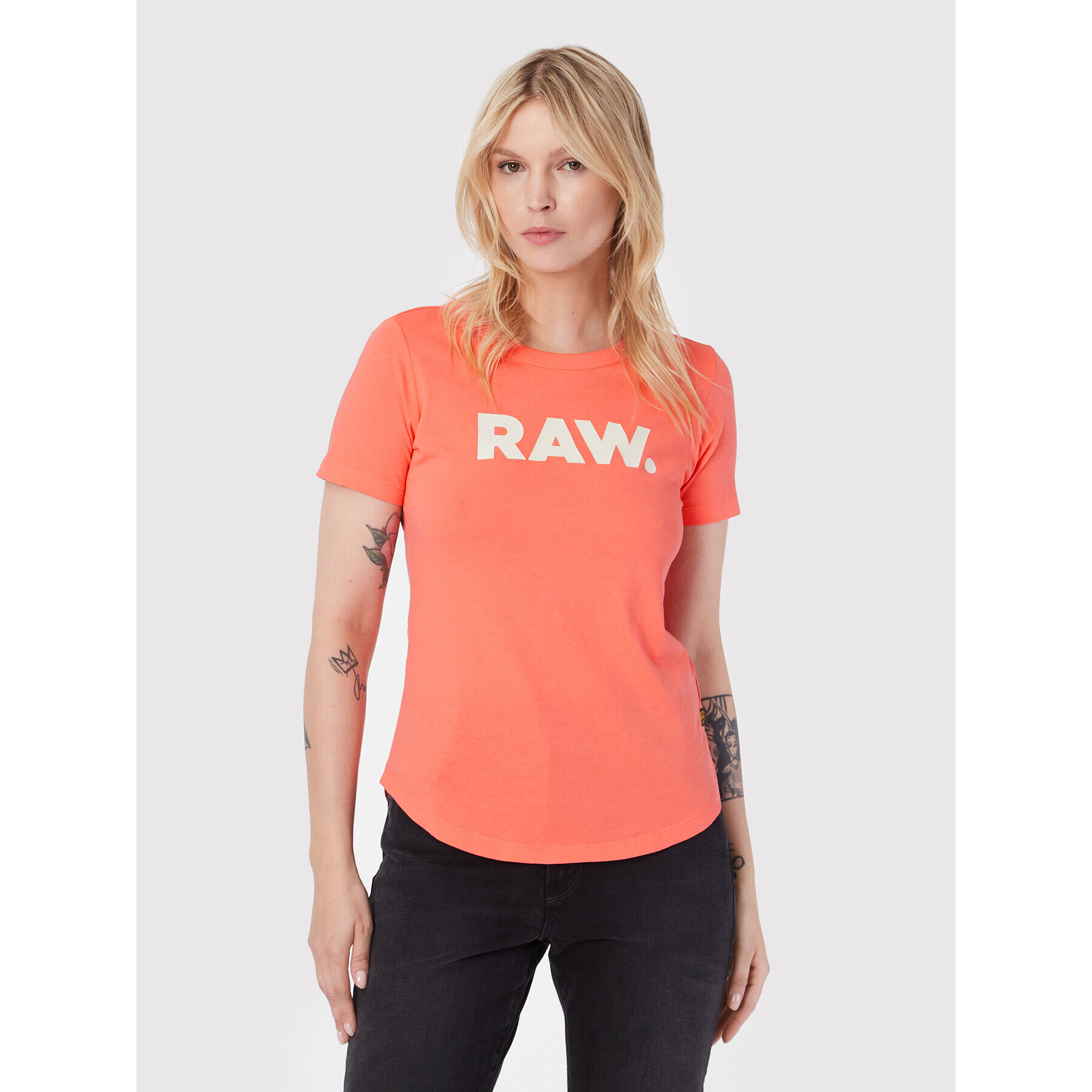 G-Star Raw Tricou Raw. D21226 -107-D159 Portocaliu Slim Fit - Pled.ro