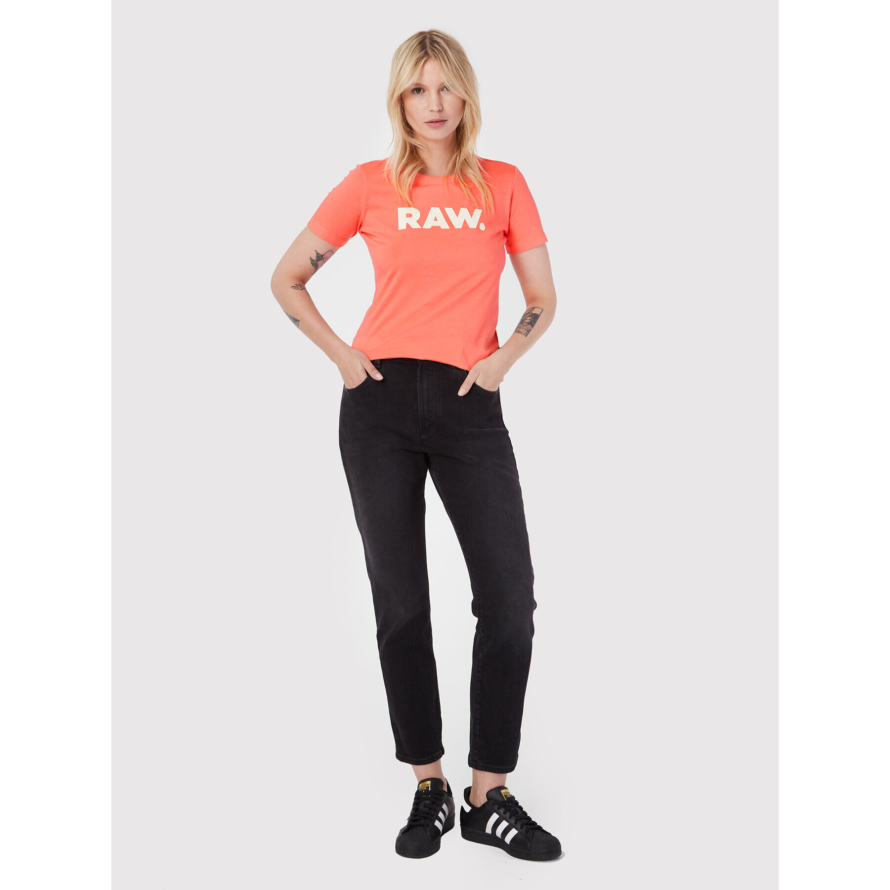 G-Star Raw Tricou Raw. D21226 -107-D159 Portocaliu Slim Fit - Pled.ro