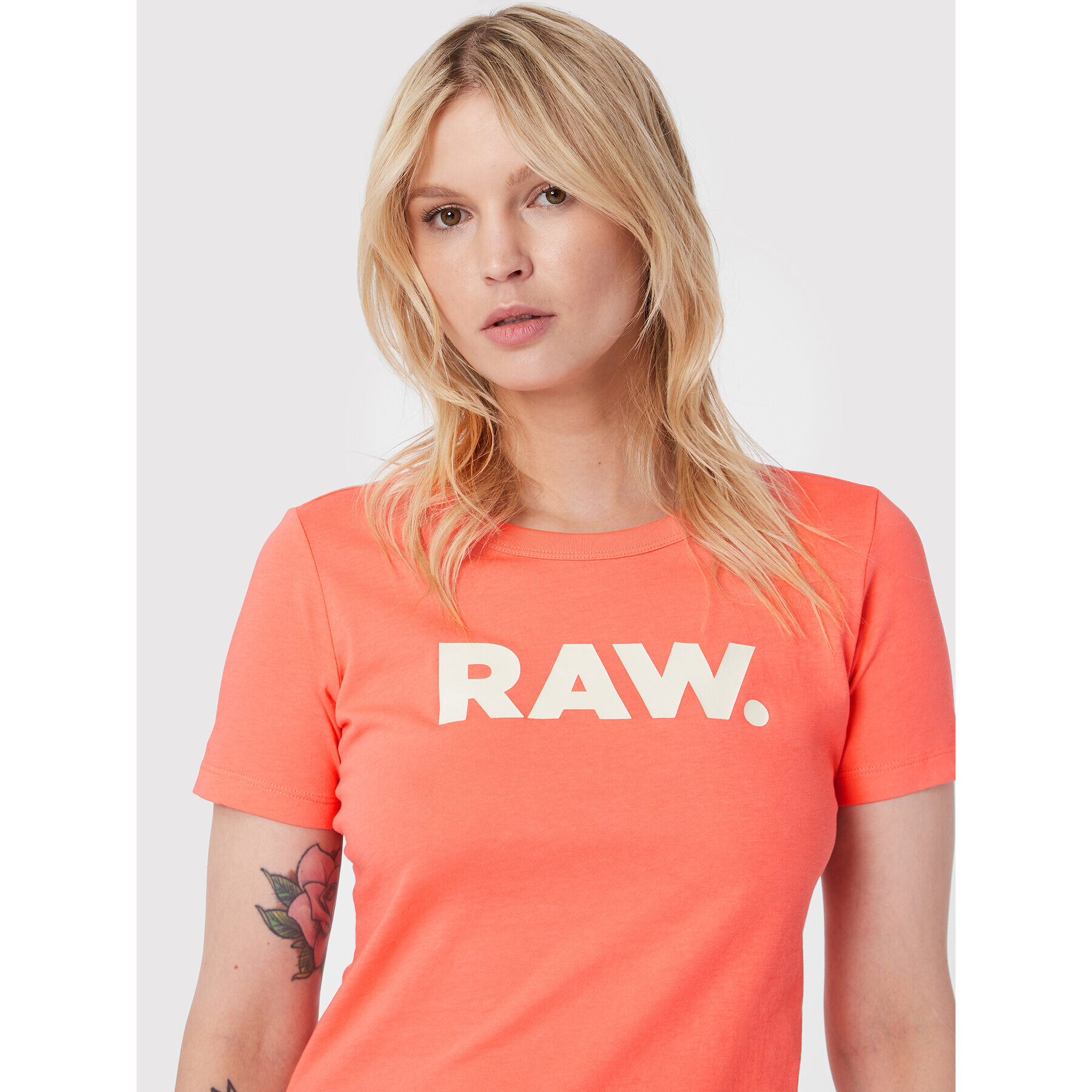 G-Star Raw Tricou Raw. D21226 -107-D159 Portocaliu Slim Fit - Pled.ro