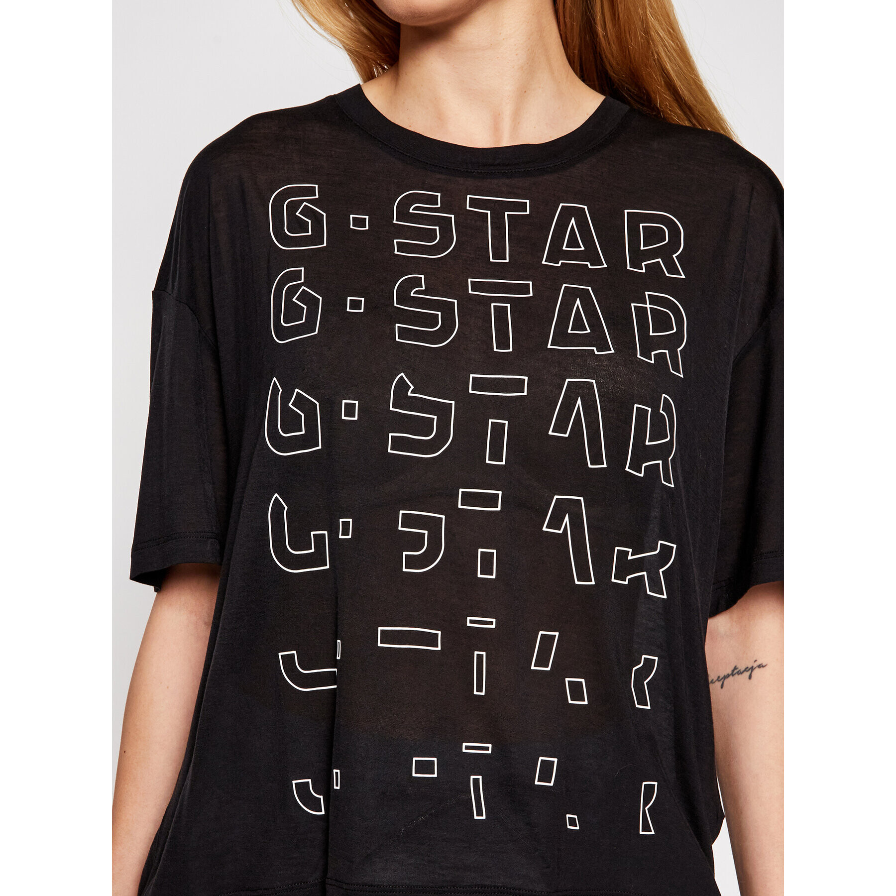 G-Star Raw Tricou Sheer Faded Graphic D19200-9908-6484 Negru Relaxed Fit - Pled.ro