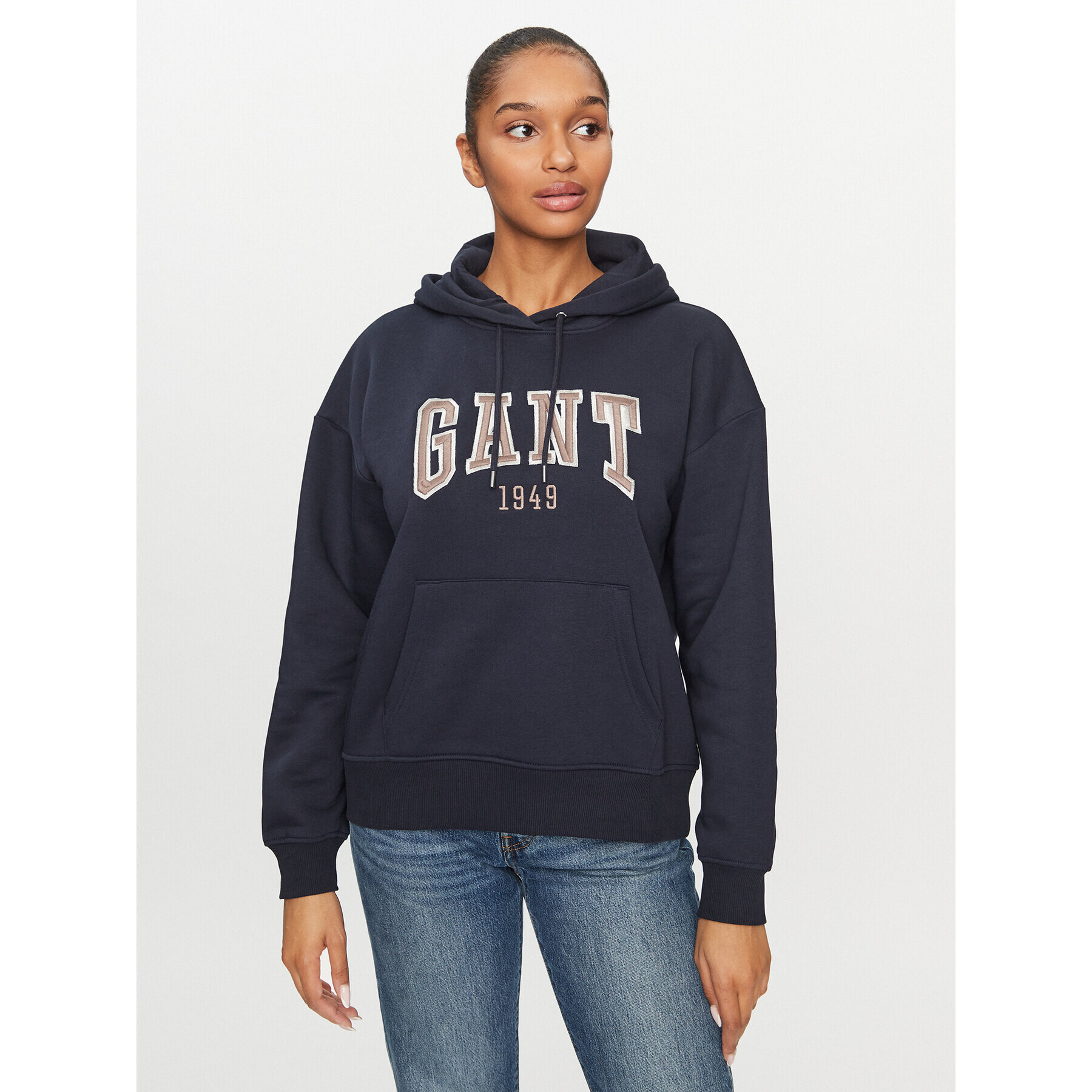 Gant Bluză Rel Logo Hoodie 4200726 Bleumarin Relaxed Fit - Pled.ro