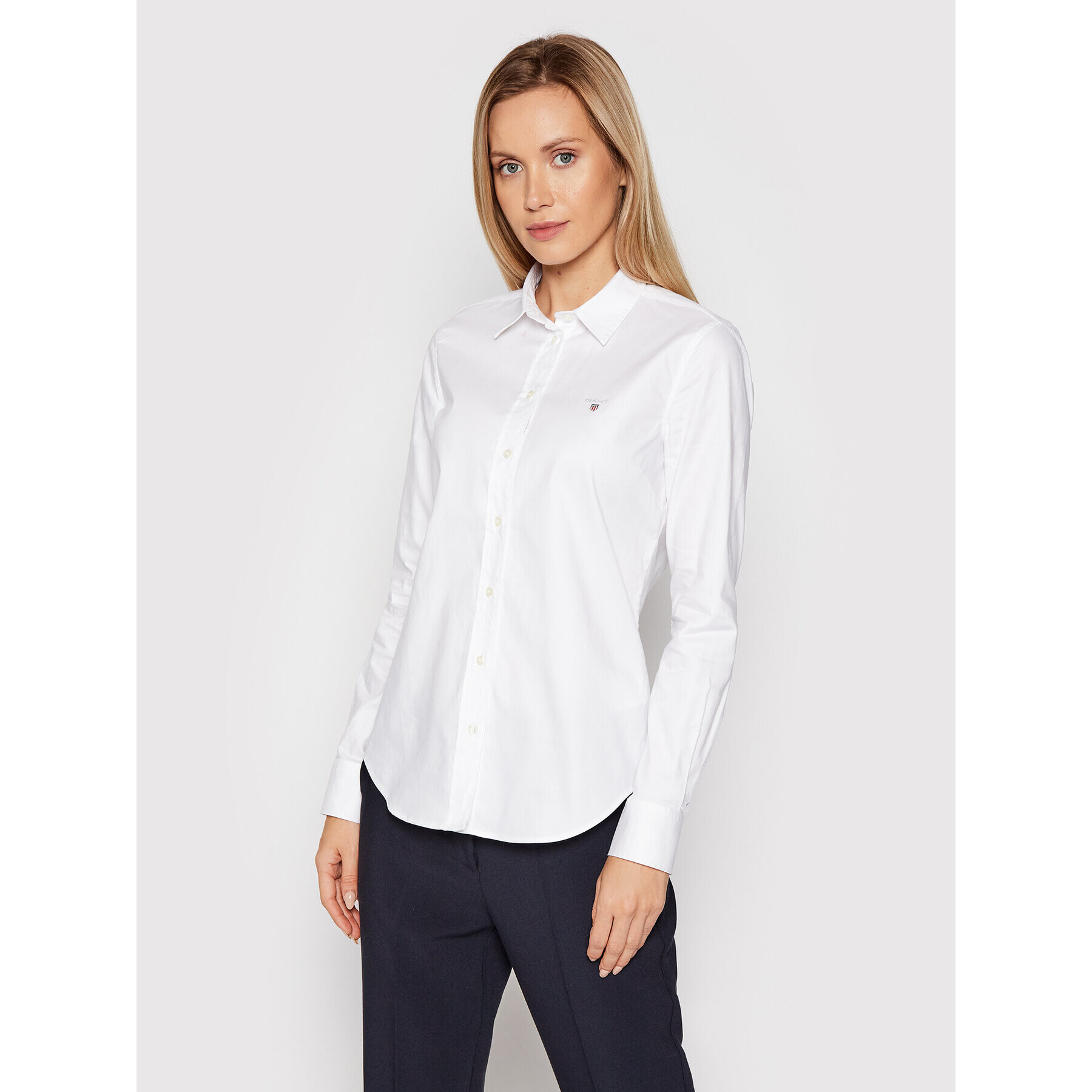 Gant Cămașă Stretch Oxford Solid 432681 Alb Slim Fit - Pled.ro