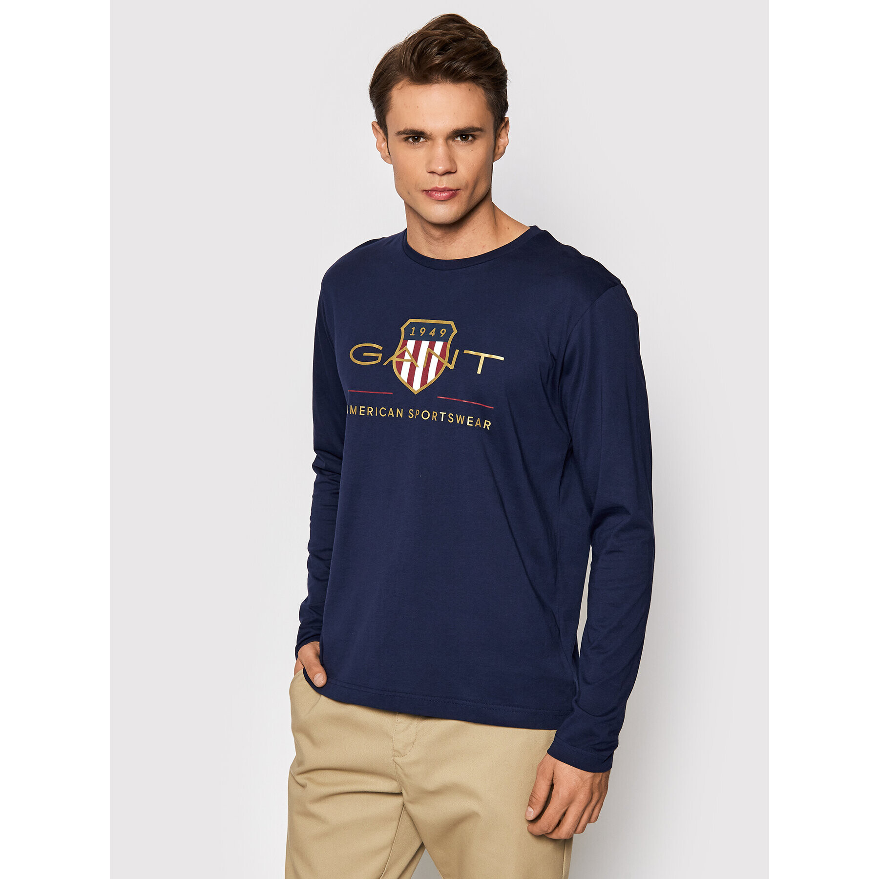 Gant Longsleeve Archive Shield 2004028 Bleumarin Regular Fit - Pled.ro