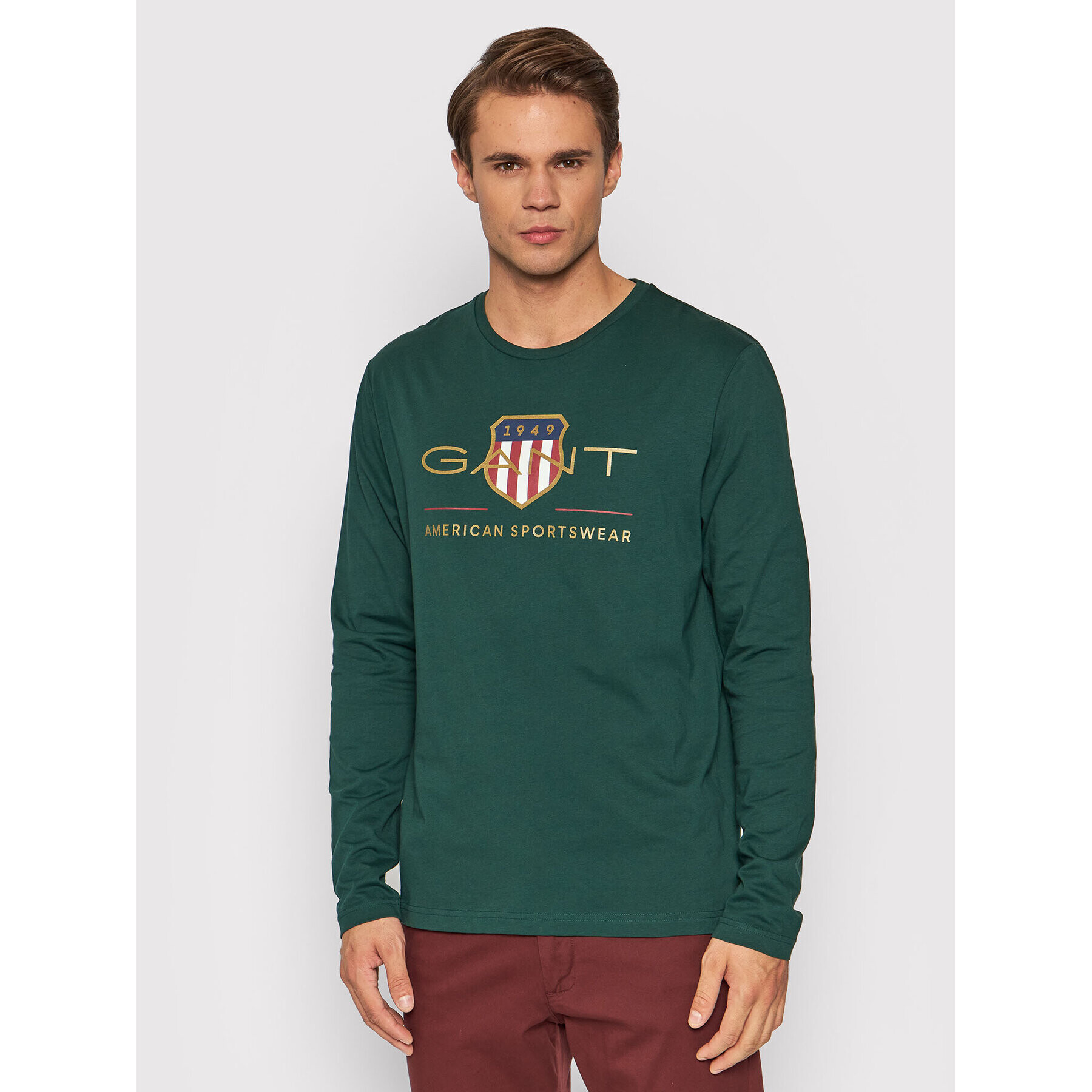 Gant Longsleeve Archive Shield 2004028 Verde Regular Fit - Pled.ro