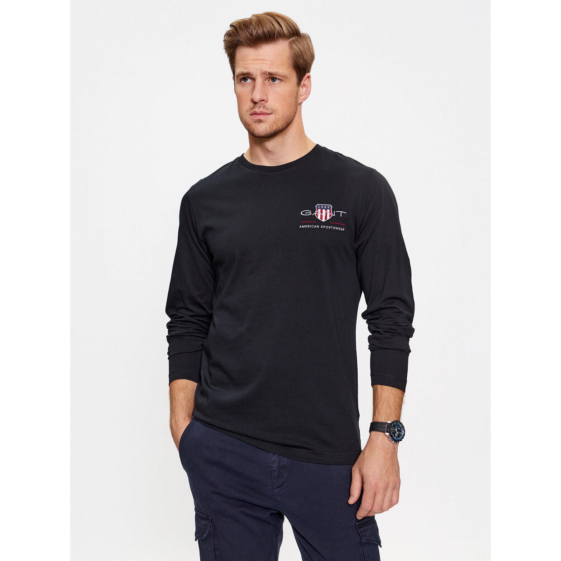 Gant Longsleeve Slim Archive Ls 2004057 Negru Slim Fit - Pled.ro