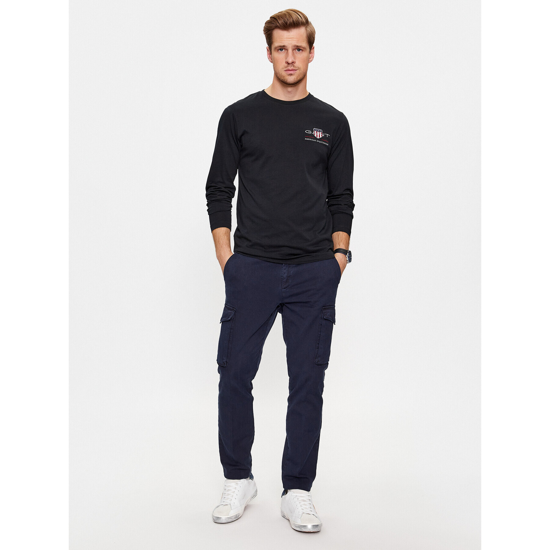 Gant Longsleeve Slim Archive Ls 2004057 Negru Slim Fit - Pled.ro