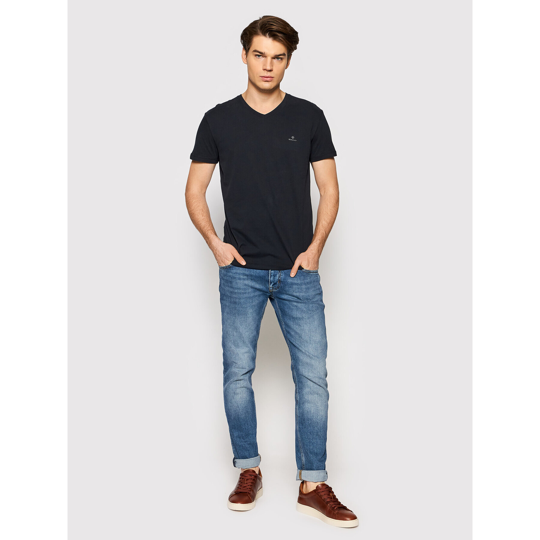 Gant Set 2 tricouri Essentials 901002118 Negru Regular Fit - Pled.ro