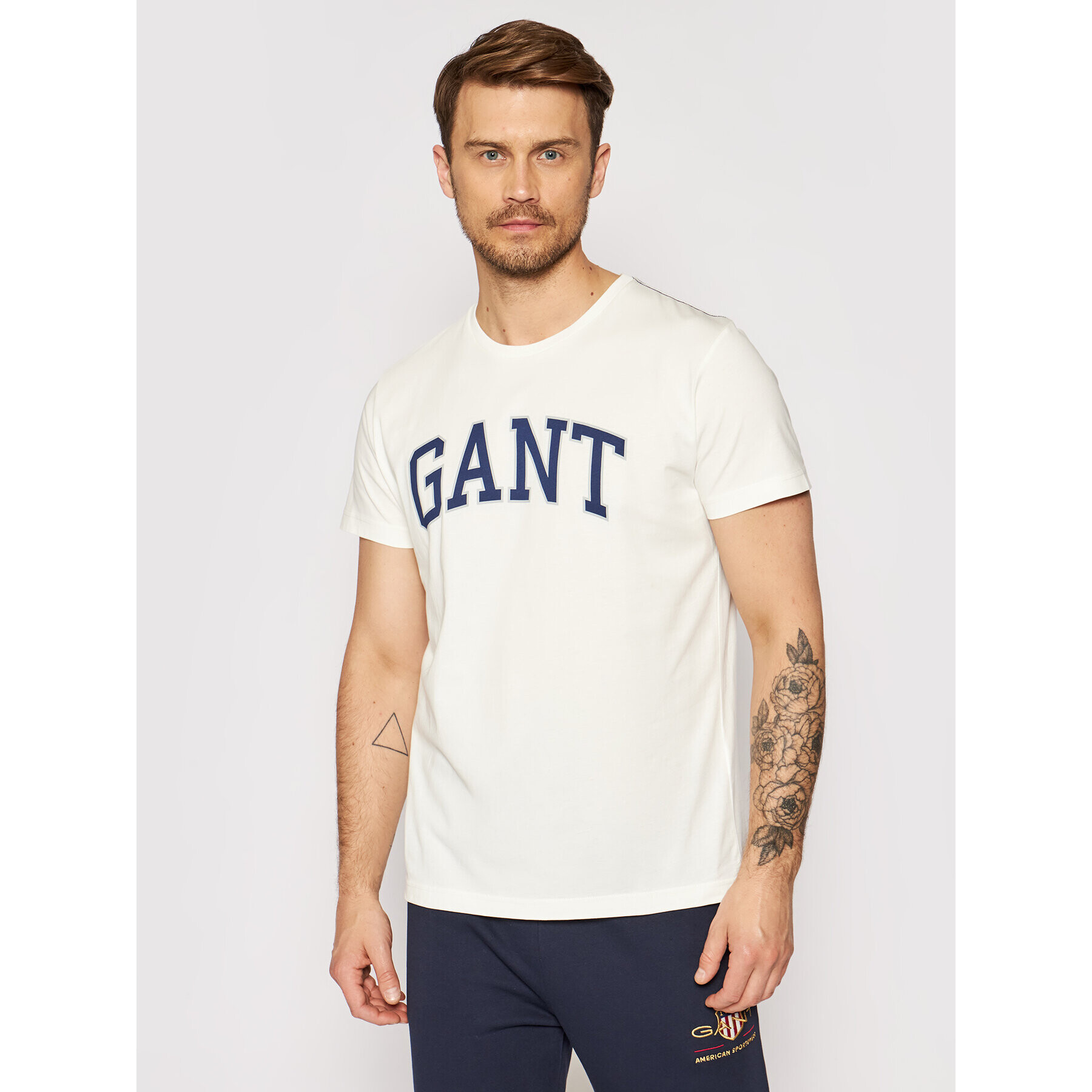 Gant Tricou Arch Outline 2003007 Alb Regular Fit - Pled.ro