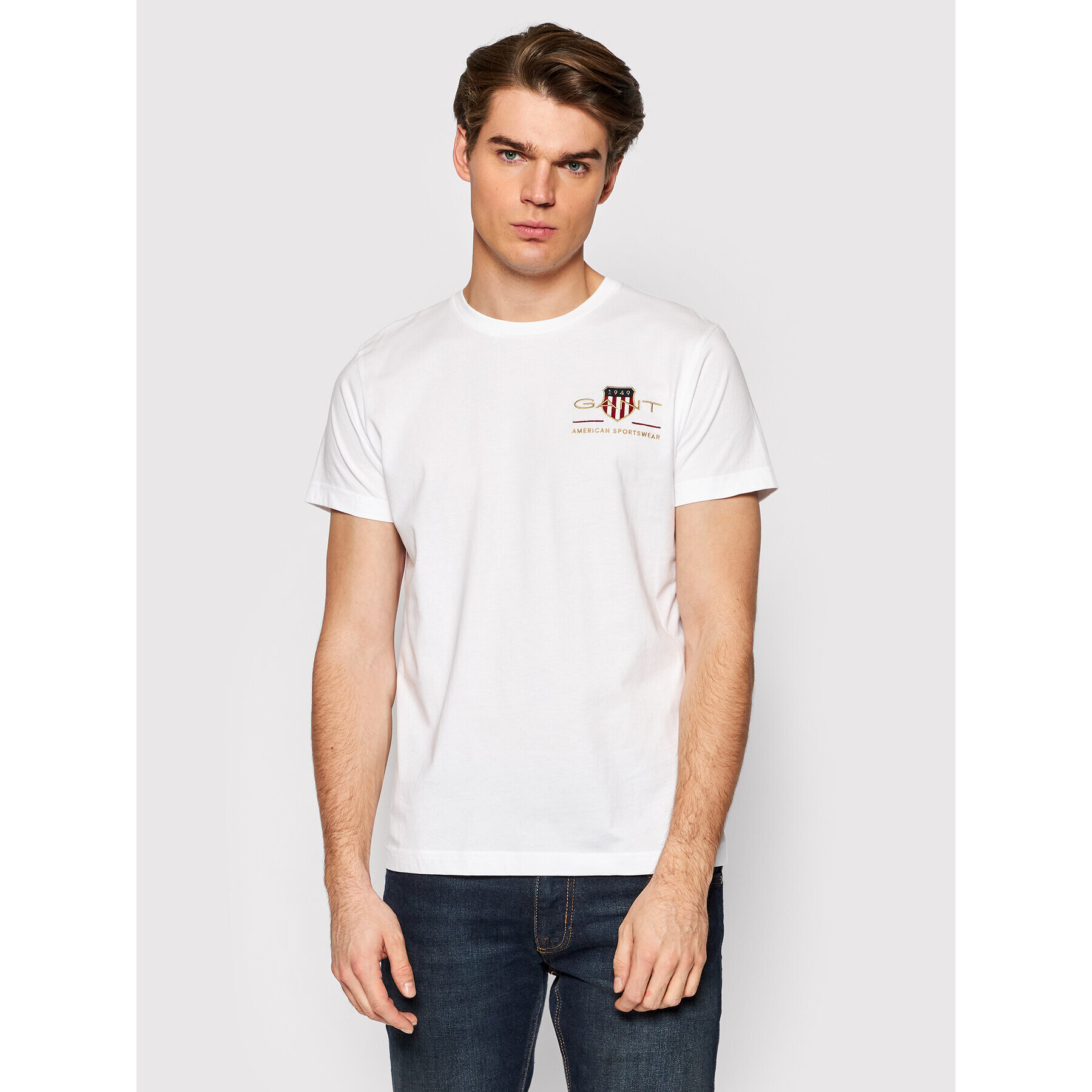 Gant Tricou Archive Shield 2003081 Alb Regular Fit - Pled.ro