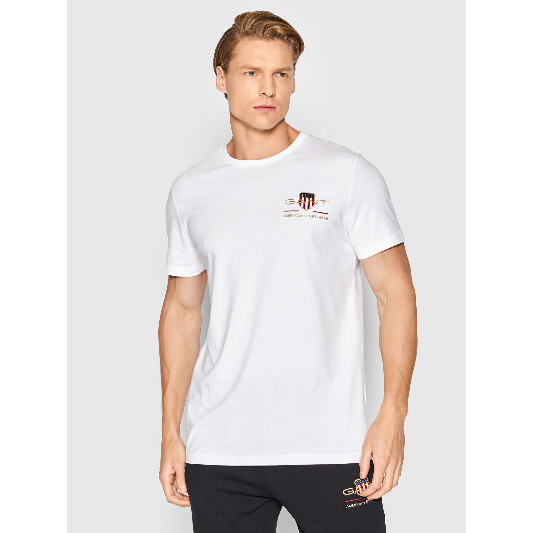 Gant Tricou Archive Shield 2003081 Alb Regular Fit - Pled.ro