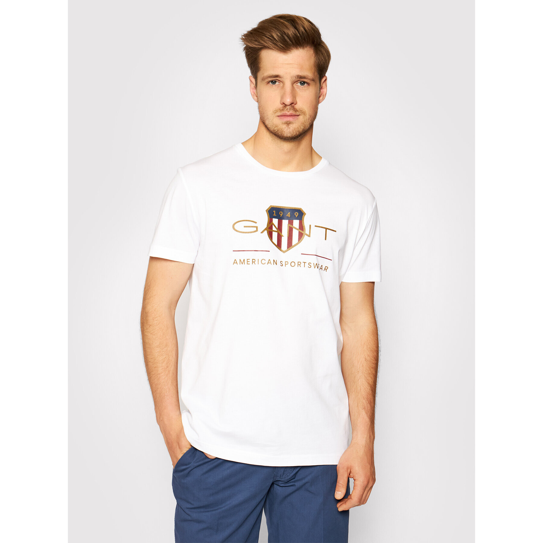 Gant Tricou Archive Shield 2003099 Alb Regular Fit - Pled.ro