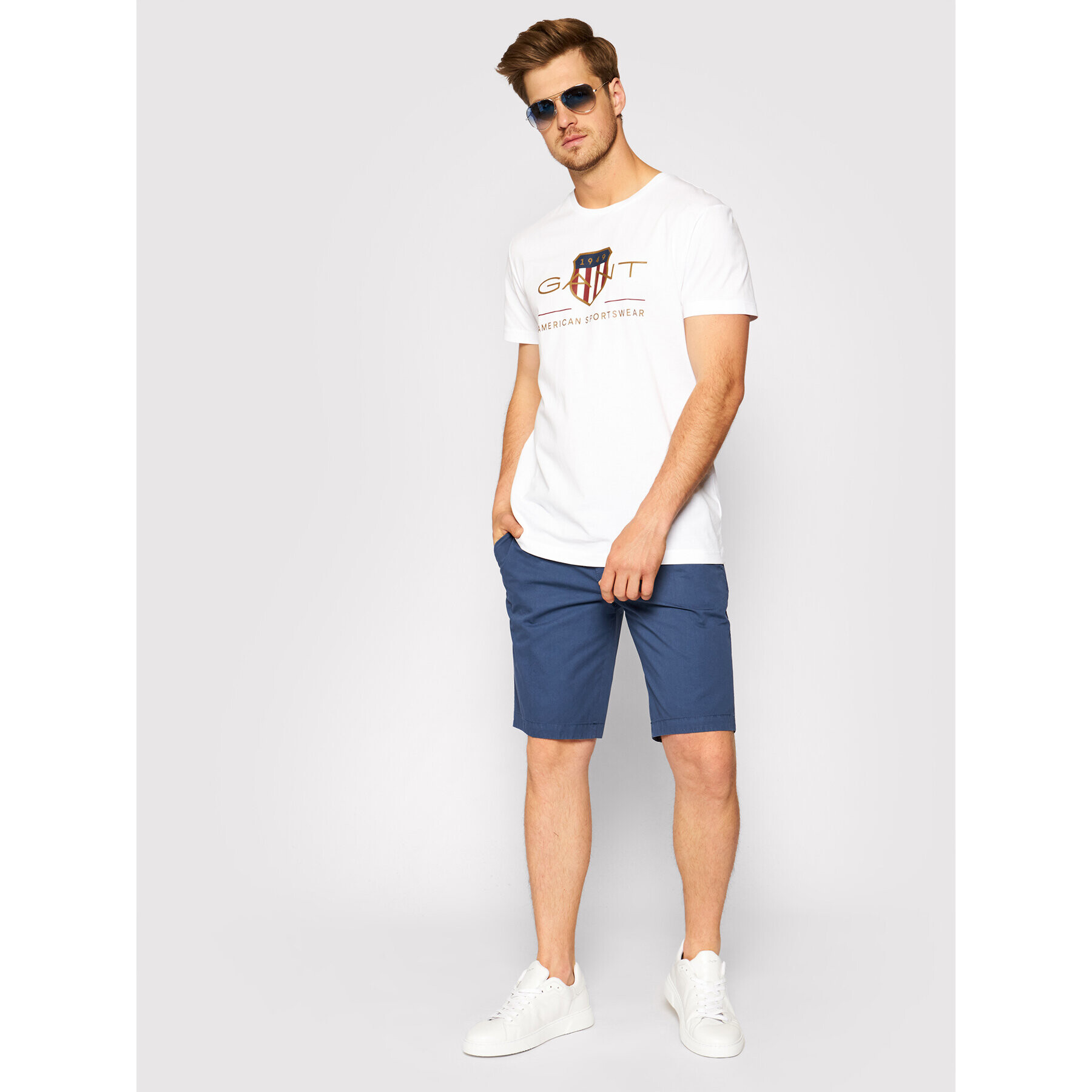 Gant Tricou Archive Shield 2003099 Alb Regular Fit - Pled.ro