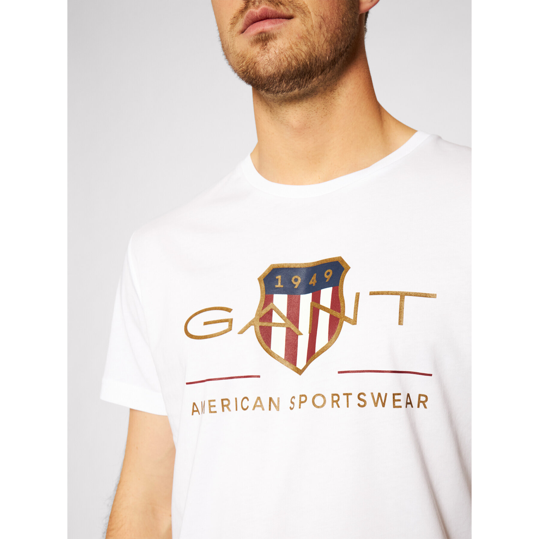 Gant Tricou Archive Shield 2003099 Alb Regular Fit - Pled.ro