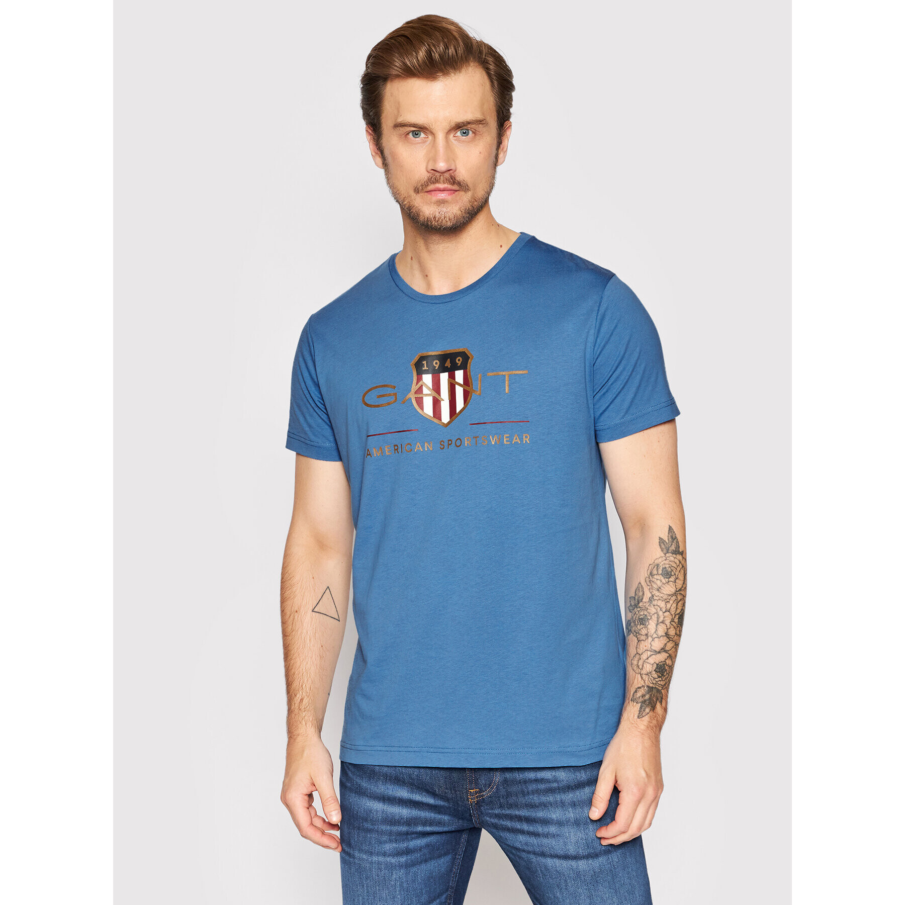 Gant Tricou Archive Shield 2003099 Albastru Regular Fit - Pled.ro