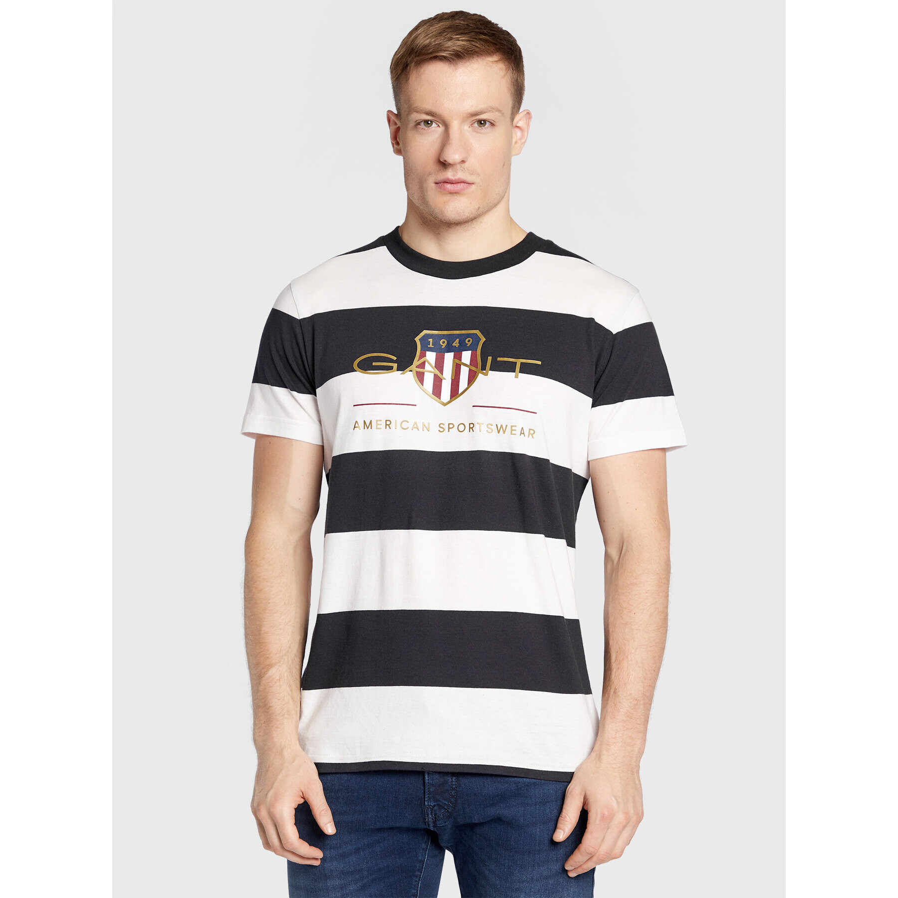 Gant Tricou Bar Stripe Archive Shield 2003149 Bleumarin Regular Fit - Pled.ro