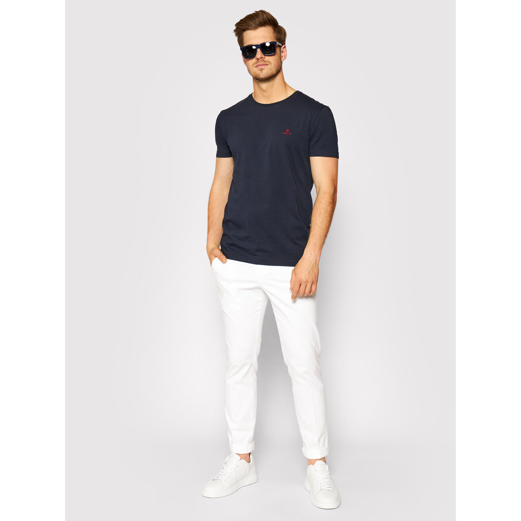 Gant Tricou Contrast Logo 2053004 Bleumarin Regular Fit - Pled.ro