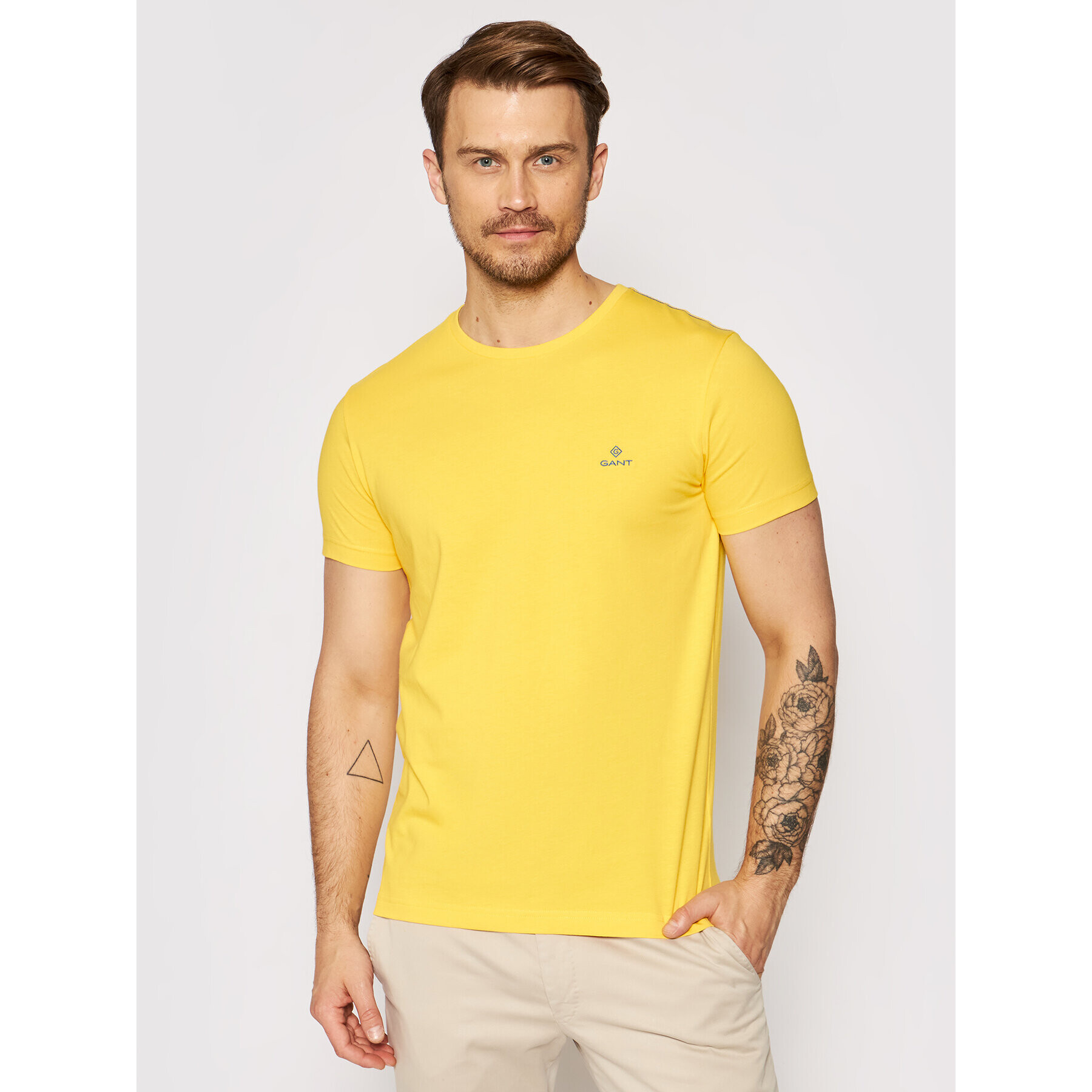 Gant Tricou Contrast Logo 2053004 Galben Regular Fit - Pled.ro