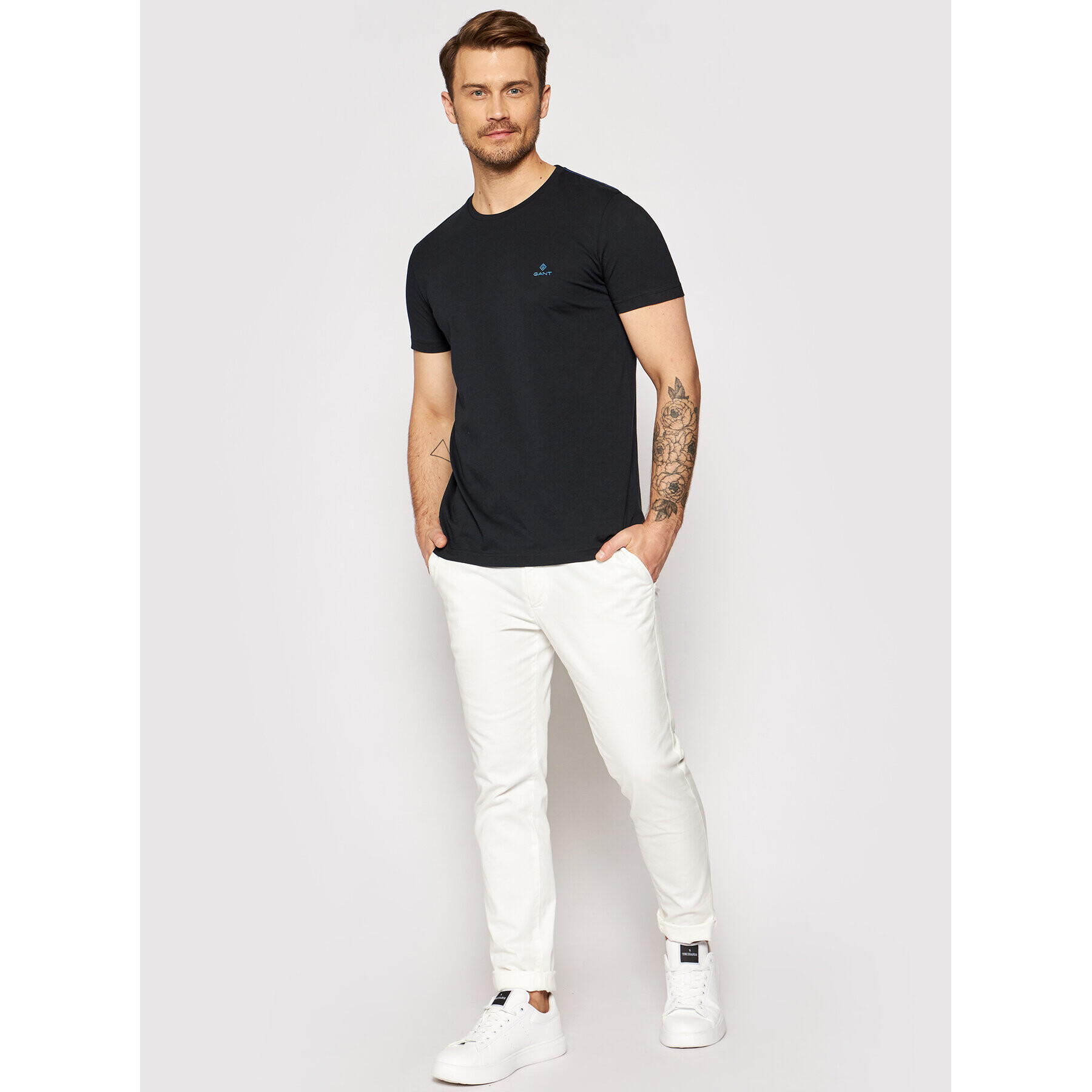 Gant Tricou Contrast Logo 2053004 Negru Regular Fit - Pled.ro