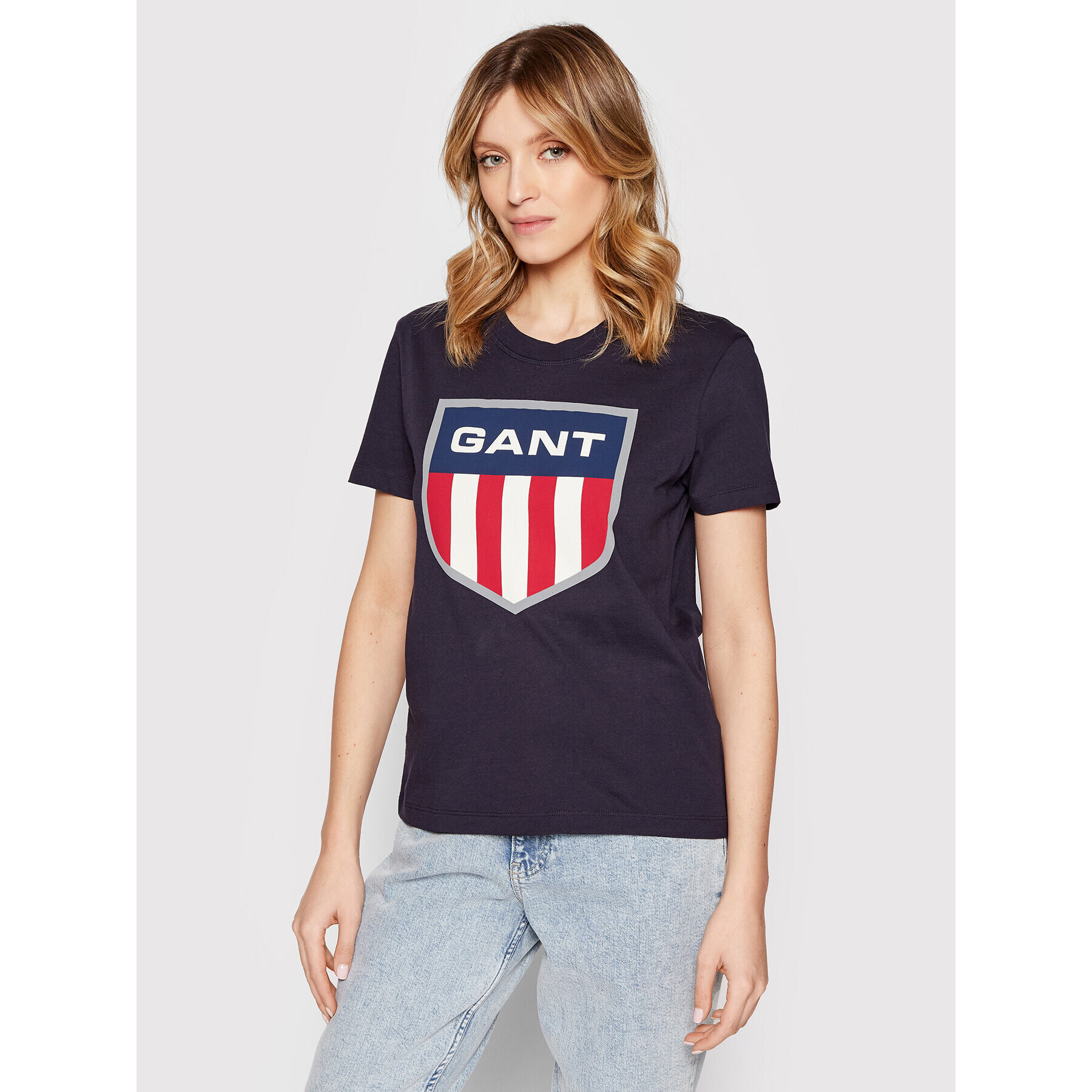 Gant Tricou D1. Retro Shield 4200229 Bleumarin Regular Fit - Pled.ro