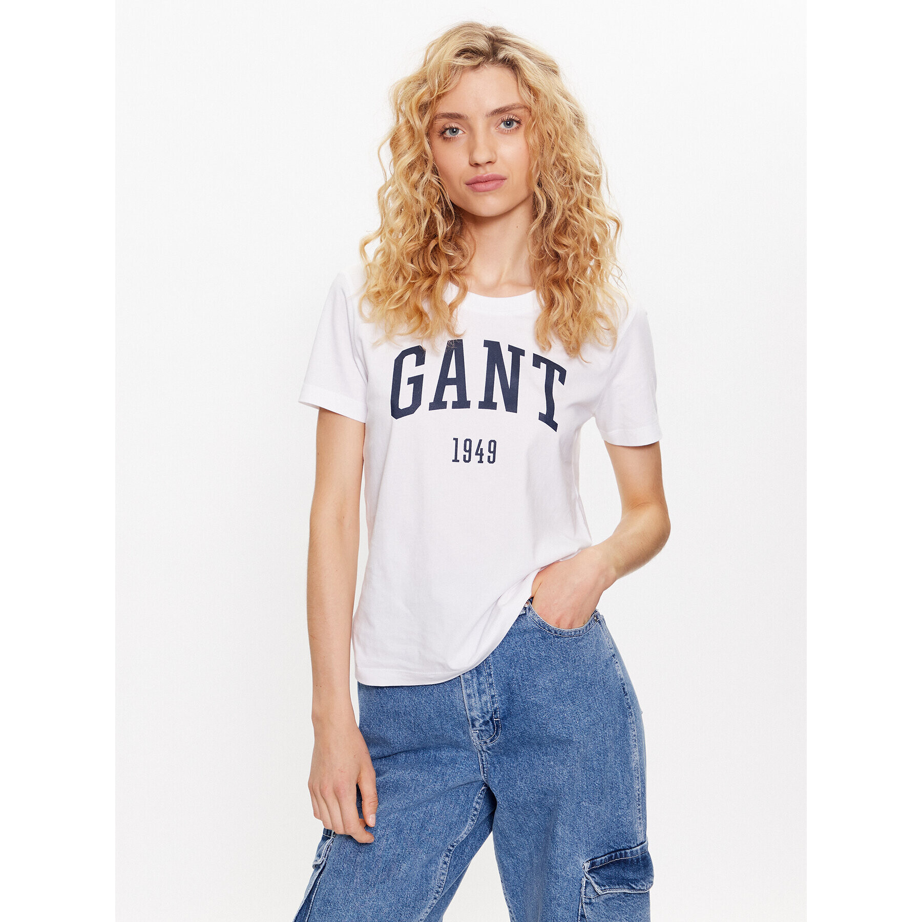 Gant Tricou Logo 4200670 Alb Regular Fit - Pled.ro