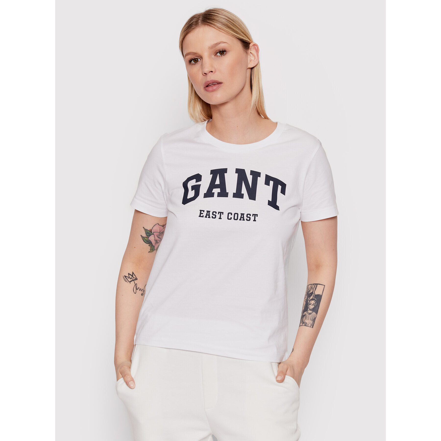 Gant Tricou Md Ss 4200233 Alb Regular Fit - Pled.ro