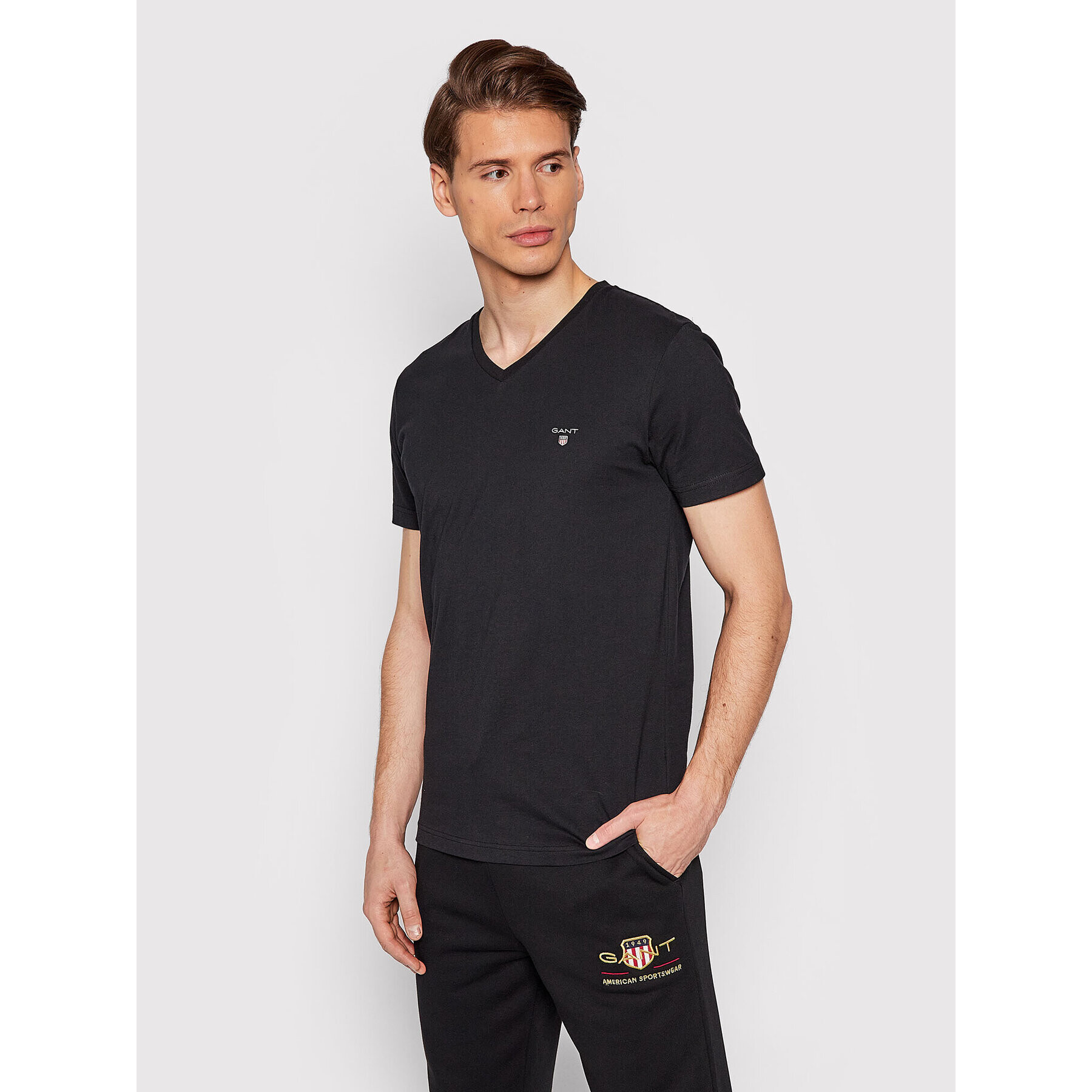 Gant Tricou Original 234104 Negru Slim Fit - Pled.ro