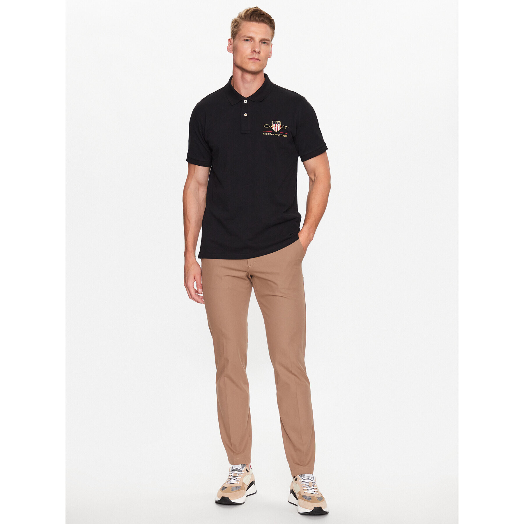 Gant Tricou polo 2002014 Negru Regular Fit - Pled.ro