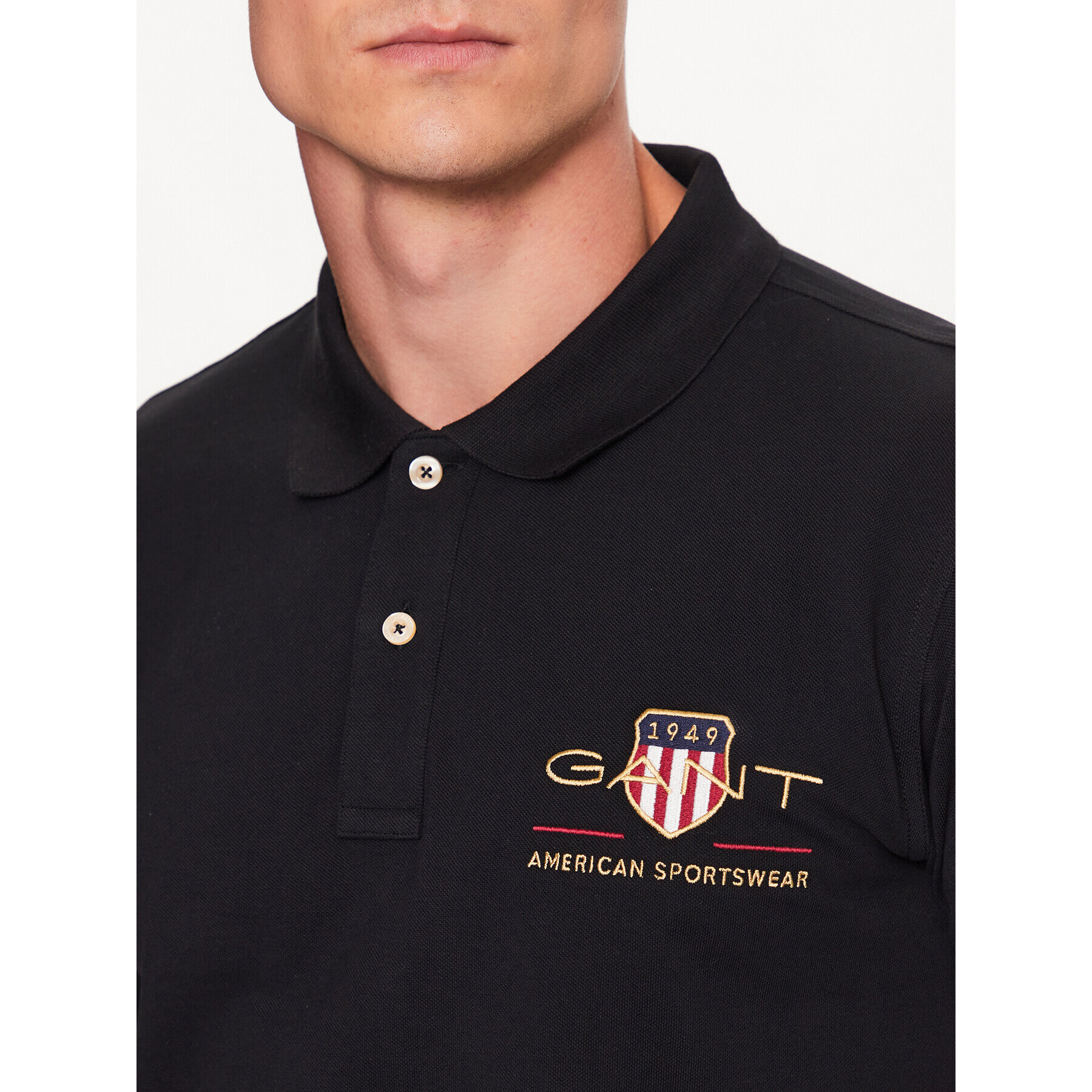 Gant Tricou polo 2002014 Negru Regular Fit - Pled.ro