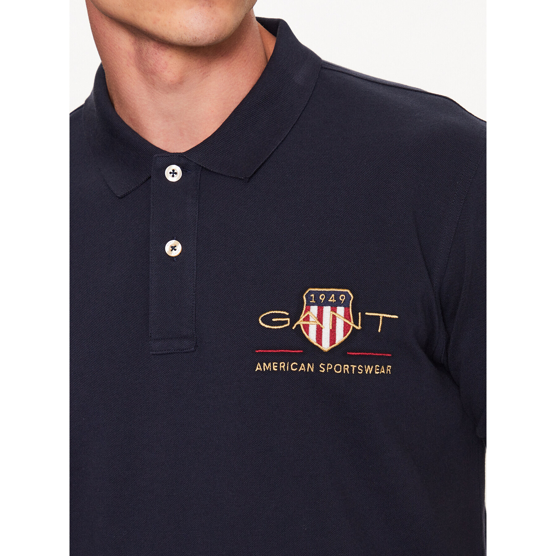 Gant Tricou polo Archive Shield 2002014 Albastru Regular Fit - Pled.ro