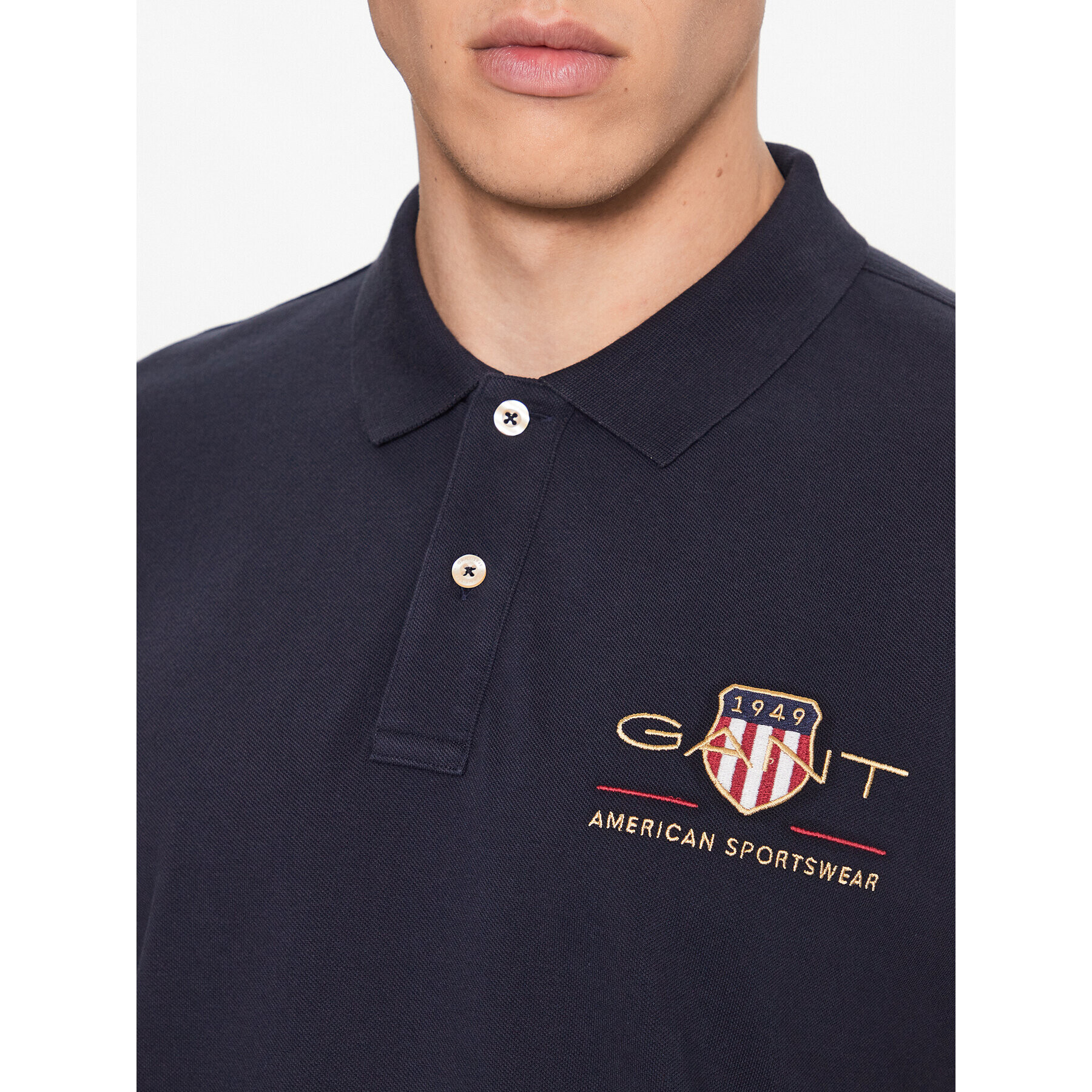 Gant Tricou polo Archive Shield 2002014 Bleumarin Regular Fit - Pled.ro