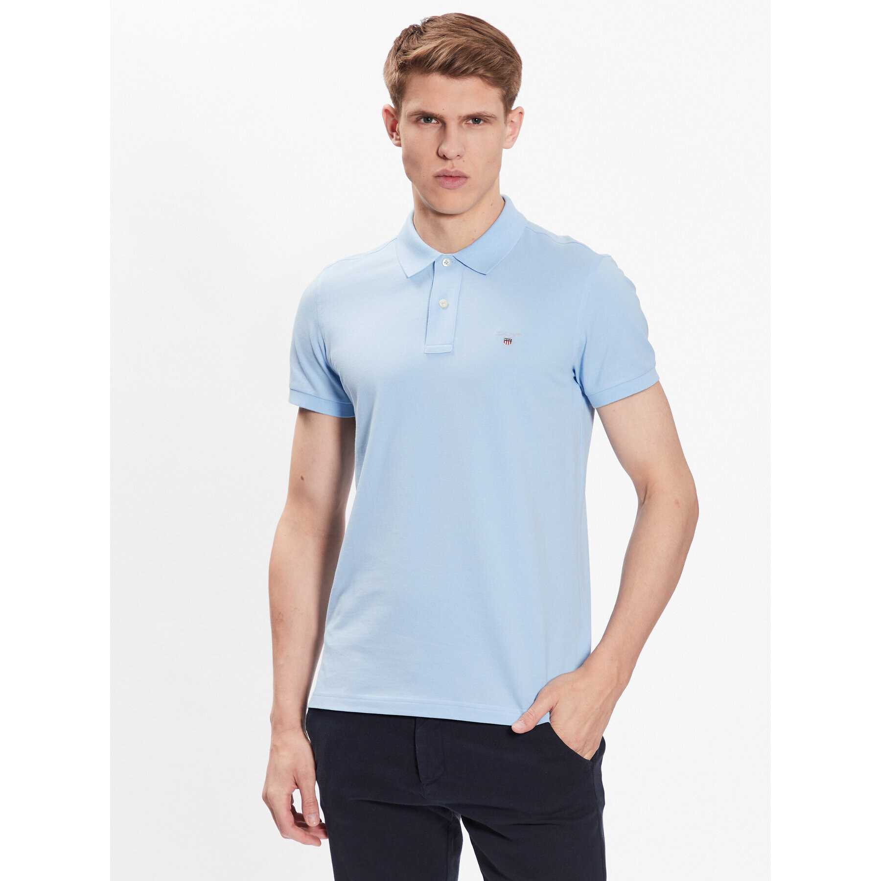 Gant Tricou polo Original Pique 2202 Albastru Slim Fit - Pled.ro