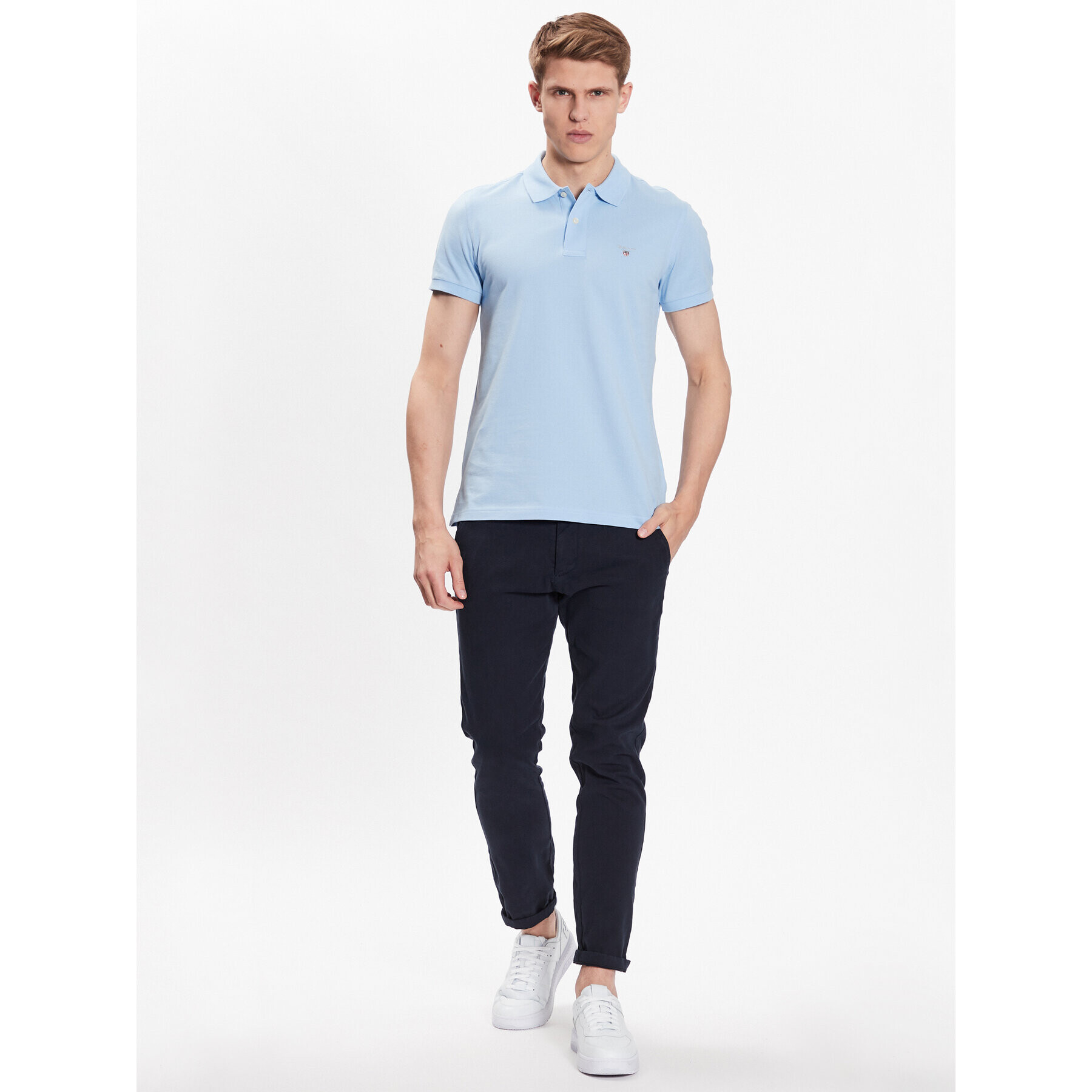 Gant Tricou polo Original Pique 2202 Albastru Slim Fit - Pled.ro