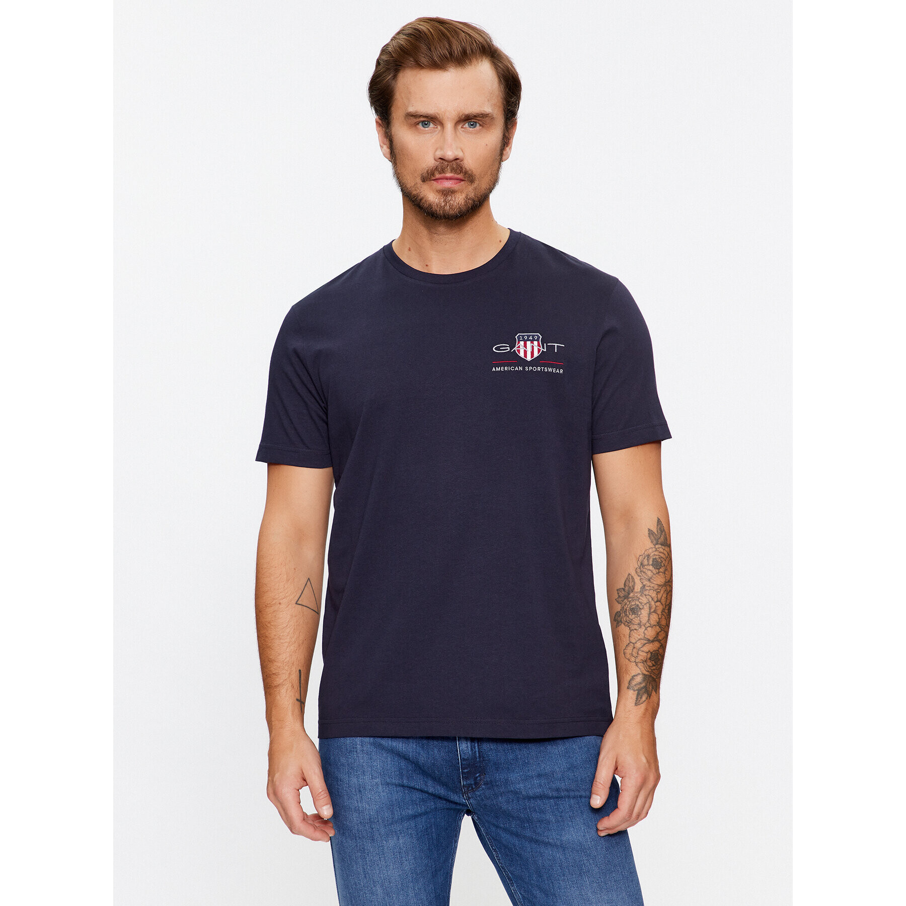 Gant Tricou Reg Archive Shield Emb Ss 2067004 Bleumarin Regular Fit - Pled.ro