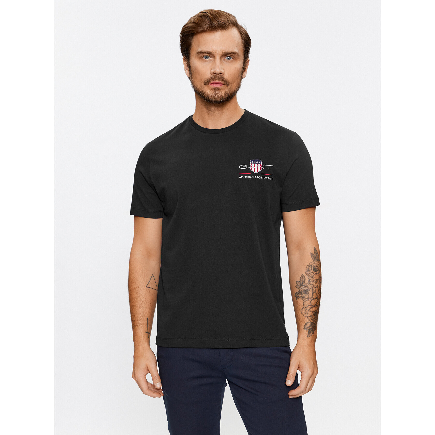 Gant Tricou Reg Archive Shield Emb Ss 2067004 Negru Regular Fit - Pled.ro