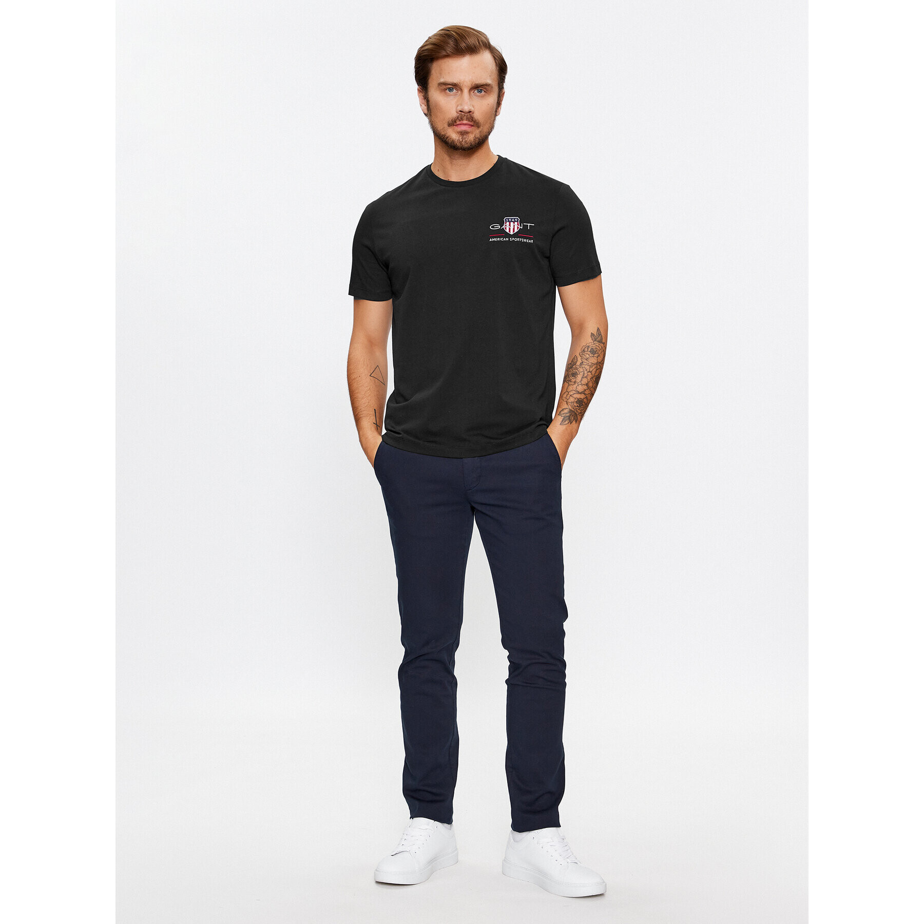 Gant Tricou Reg Archive Shield Emb Ss 2067004 Negru Regular Fit - Pled.ro