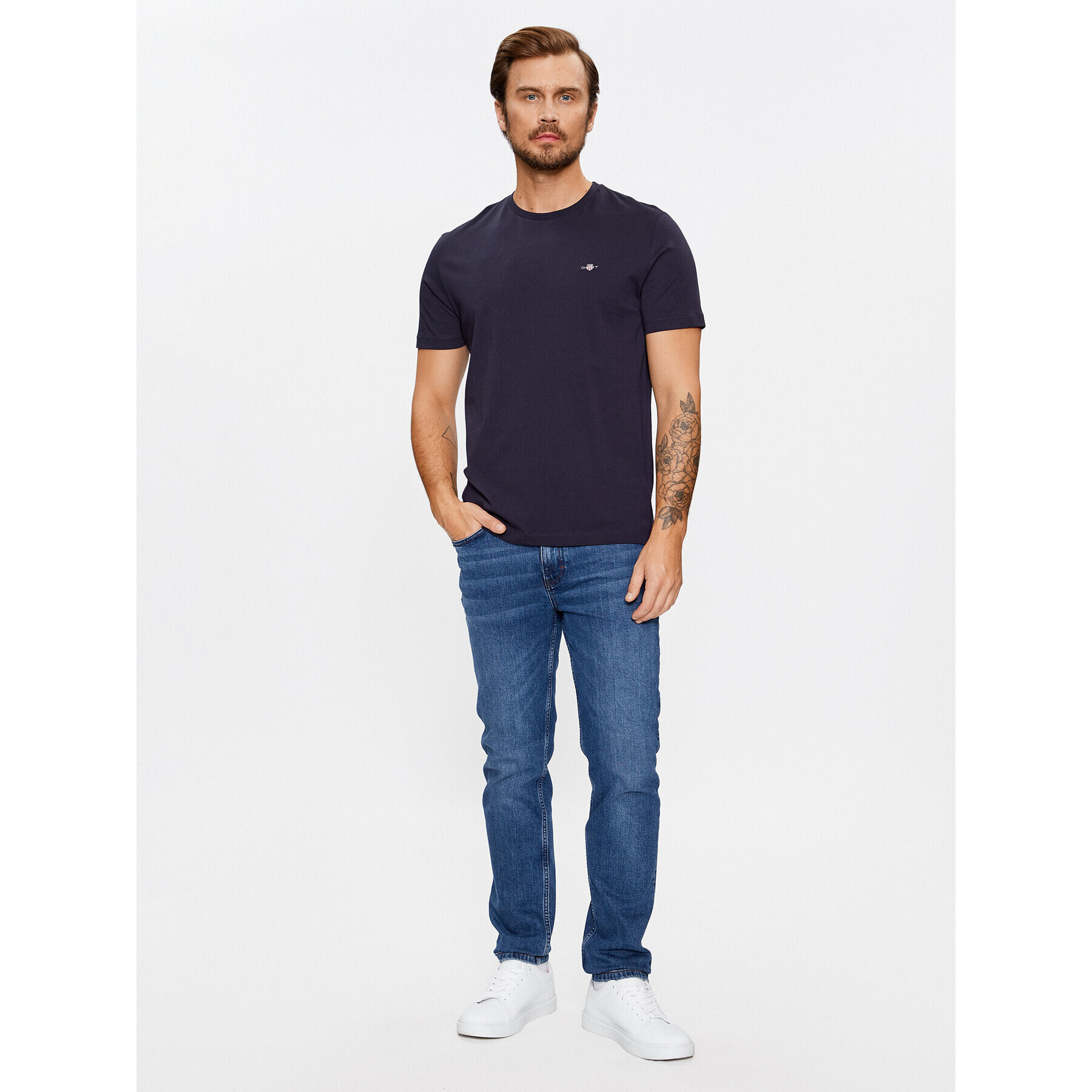 Gant Tricou Reg Shield Ss 2003184 Bleumarin Regular Fit - Pled.ro