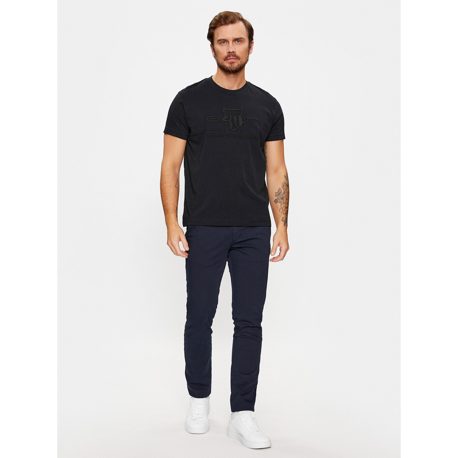 Gant Tricou Reg Tonal Shield Ss 2003140 Negru Regular Fit - Pled.ro