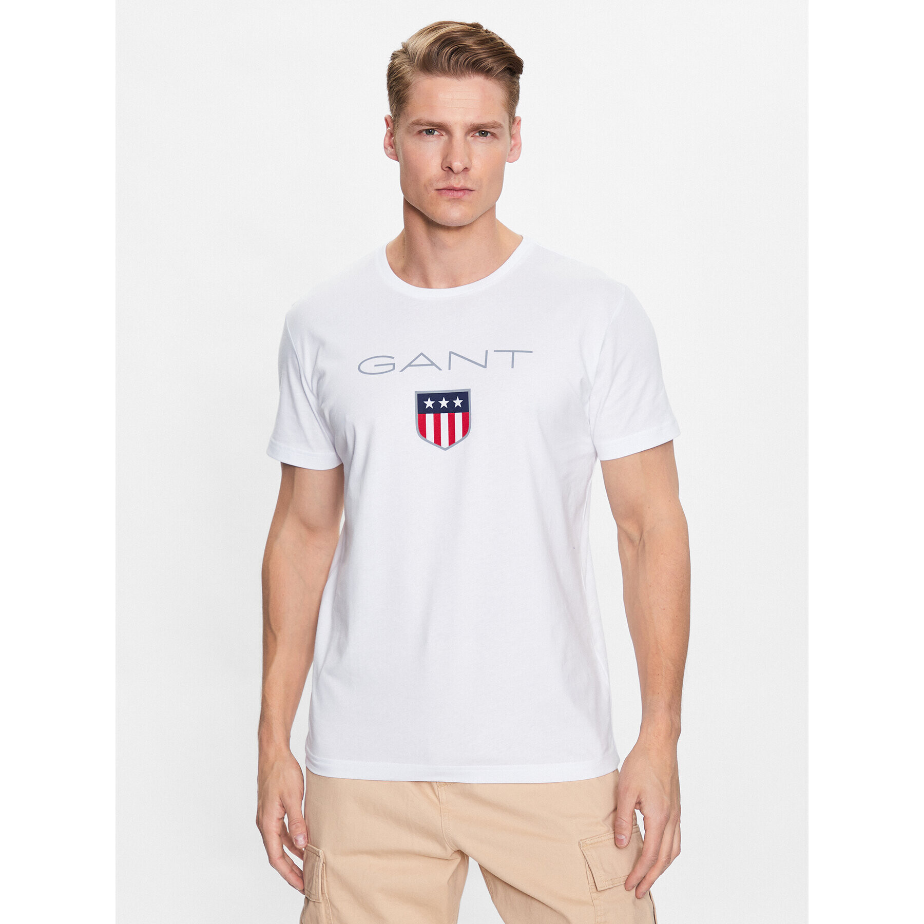 Gant Tricou Shield 2003023 Alb Regular Fit - Pled.ro