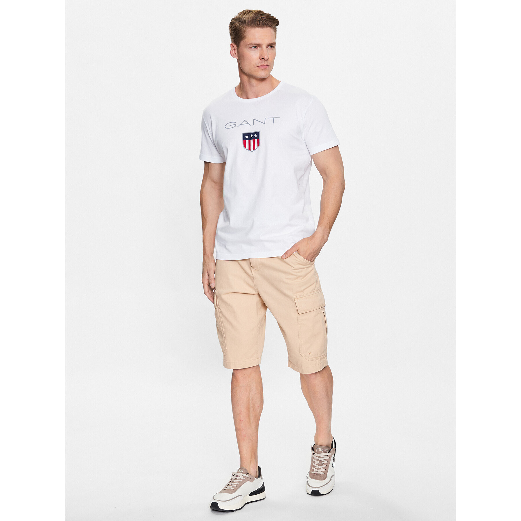 Gant Tricou Shield 2003023 Alb Regular Fit - Pled.ro