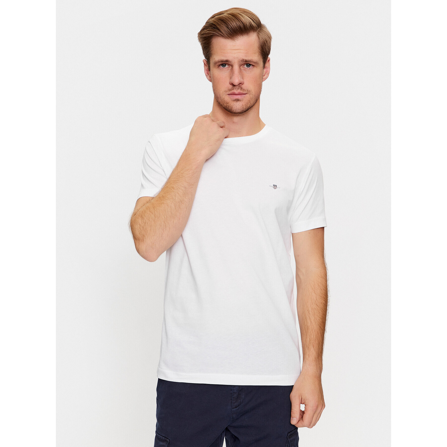 Gant Tricou Slim Shield Ss 2003185 Alb Slim Fit - Pled.ro