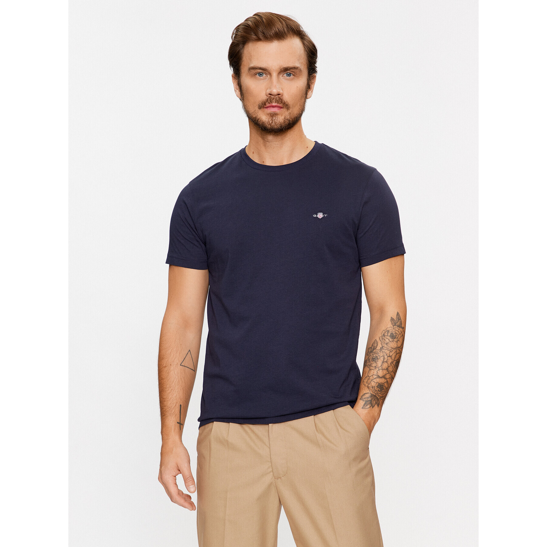 Gant Tricou Slim Shield Ss 2003185 Bleumarin Slim Fit - Pled.ro