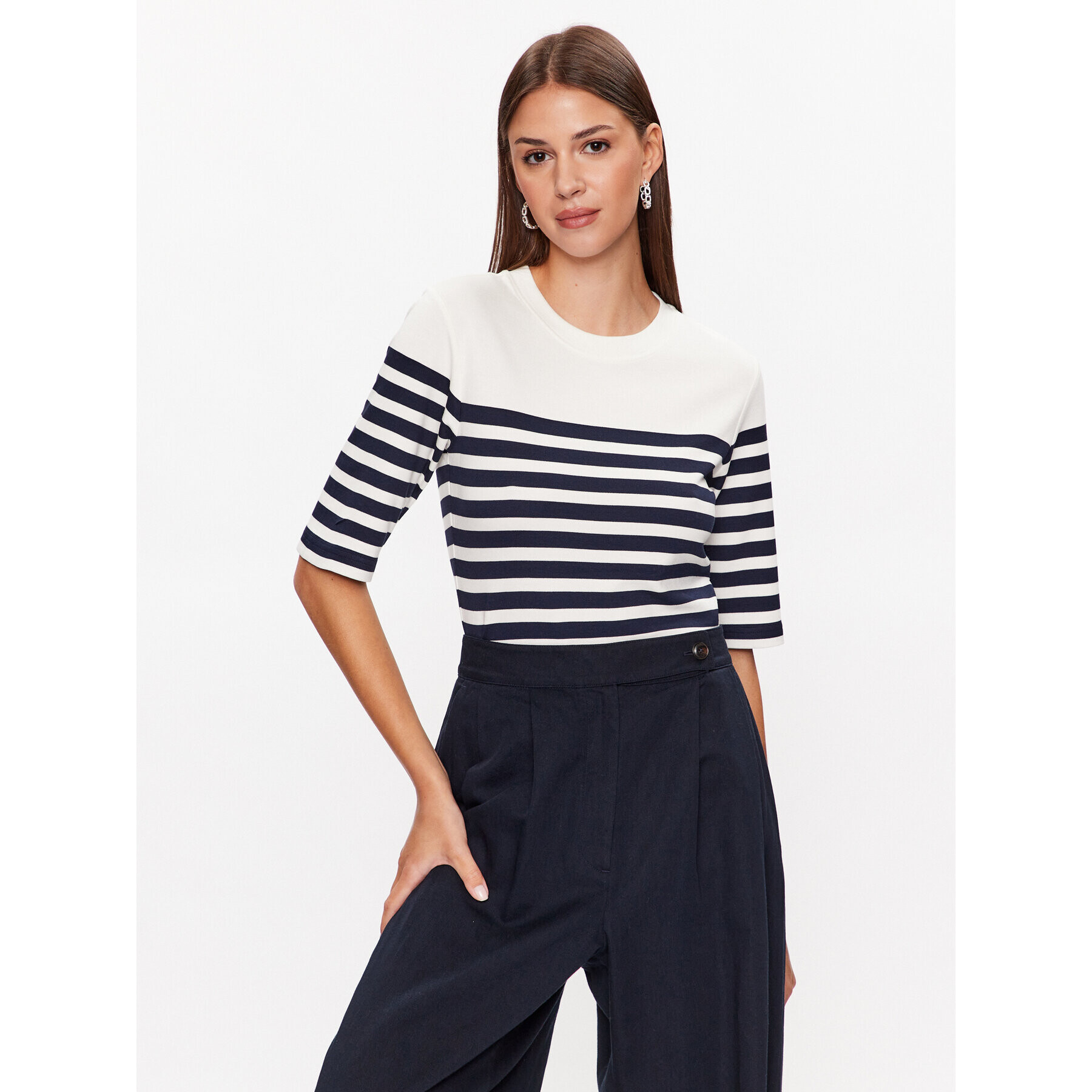 Gant Tricou Striped 4203481 Alb Regular Fit - Pled.ro