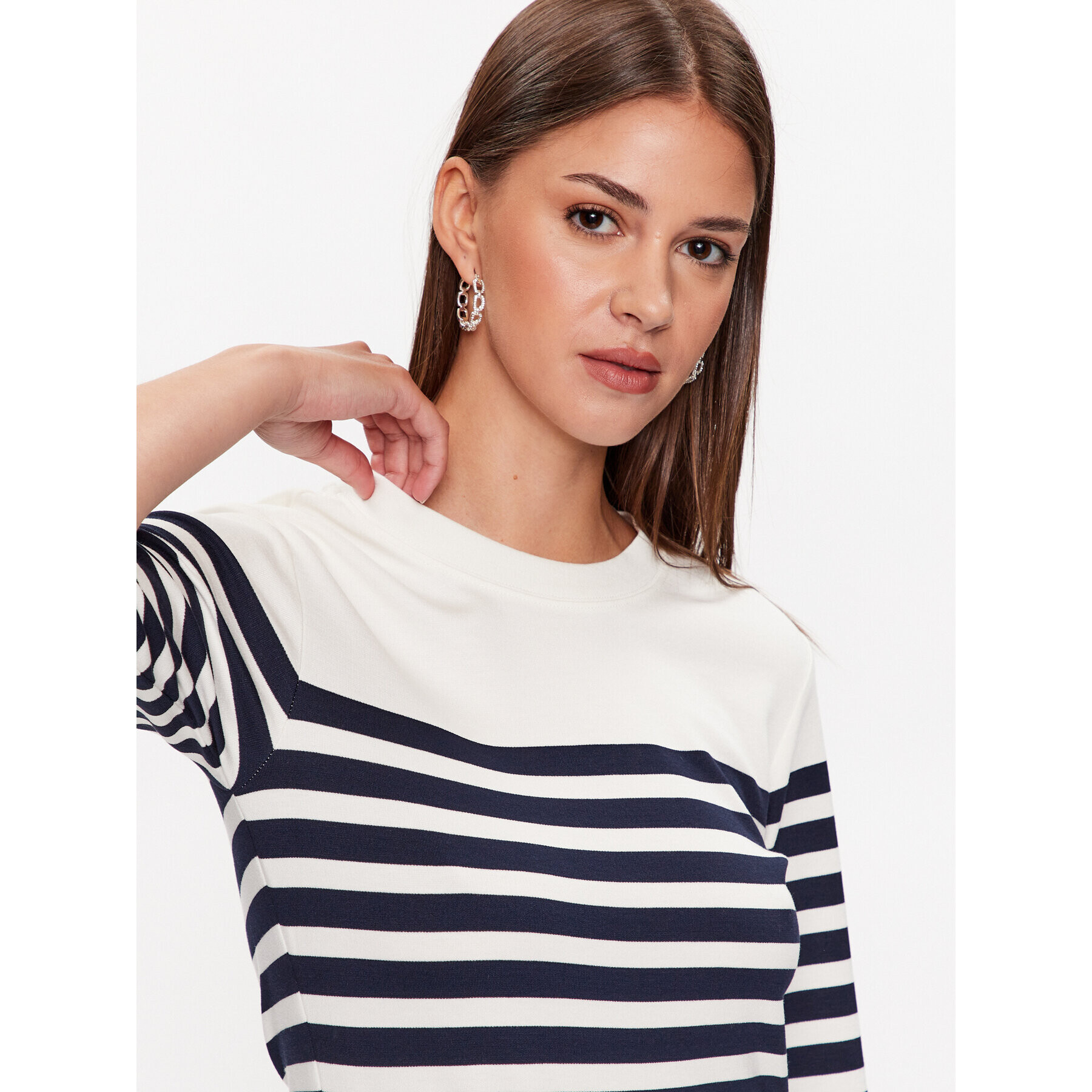 Gant Tricou Striped 4203481 Alb Regular Fit - Pled.ro