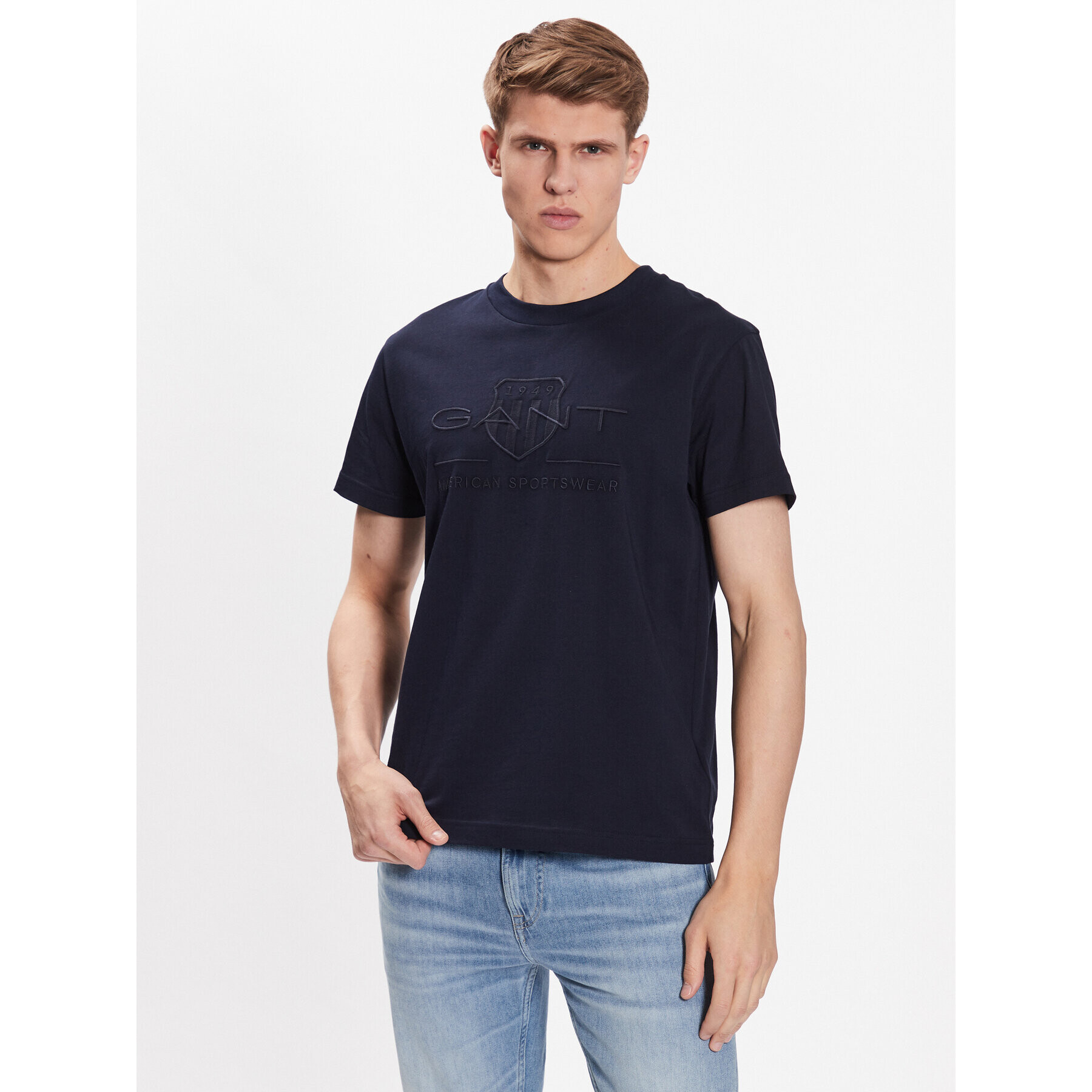 Gant Tricou Tonal Shield 2003140 Bleumarin Regular Fit - Pled.ro