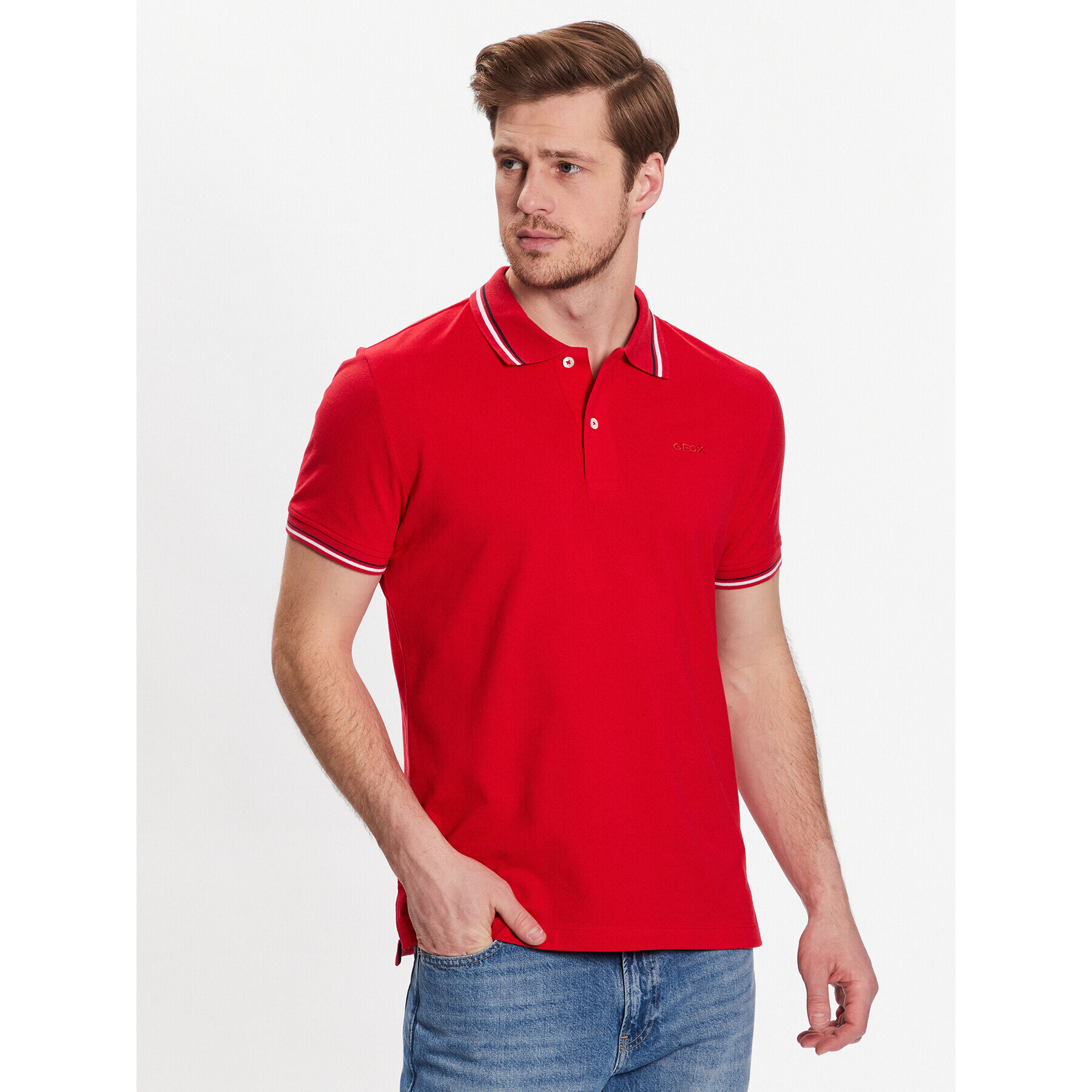 Geox Tricou polo Piquet M3510A-T2649 F7115 Roșu Regular Fit - Pled.ro