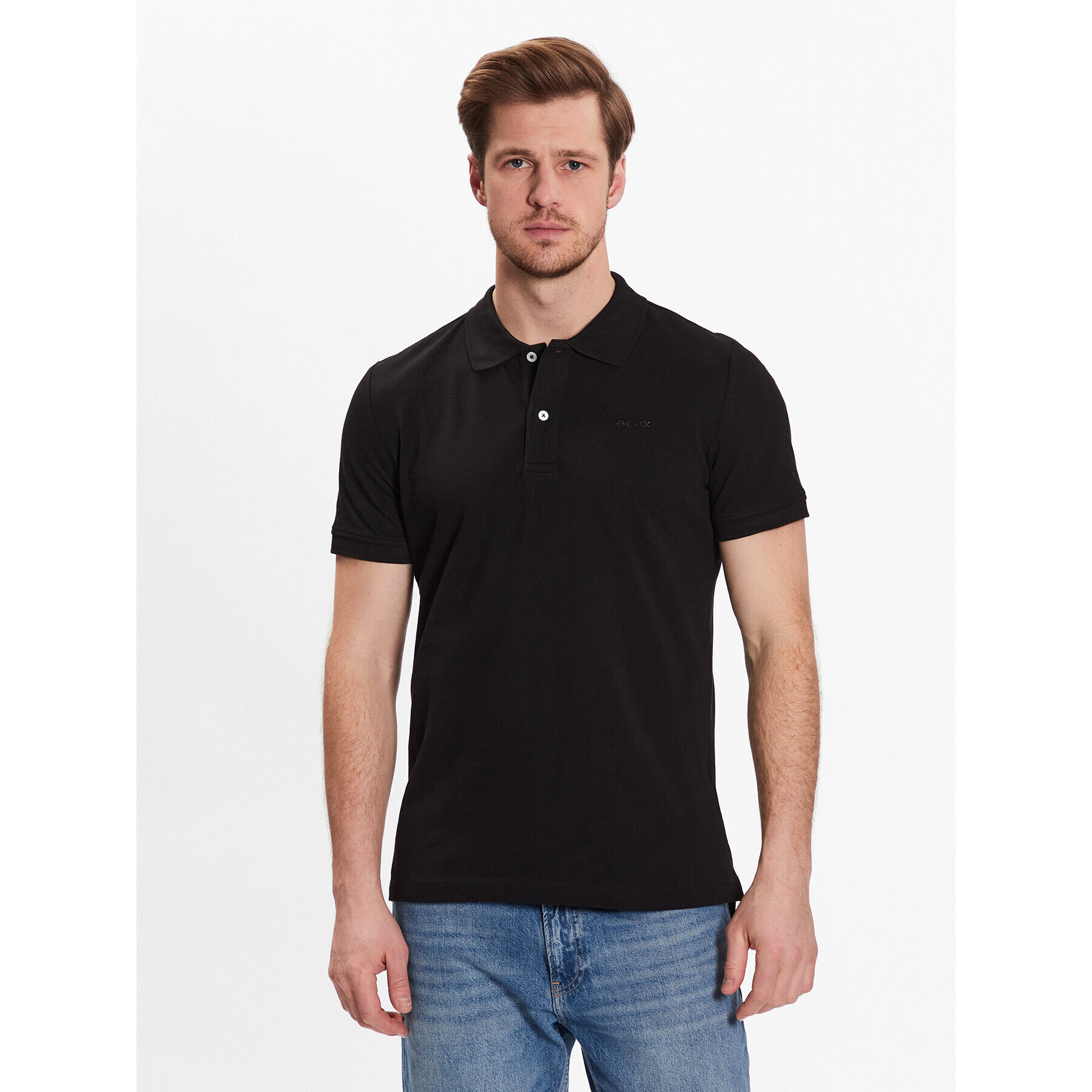 Geox Tricou polo Piquet M3510B-T2649 F9000 Negru Regular Fit - Pled.ro