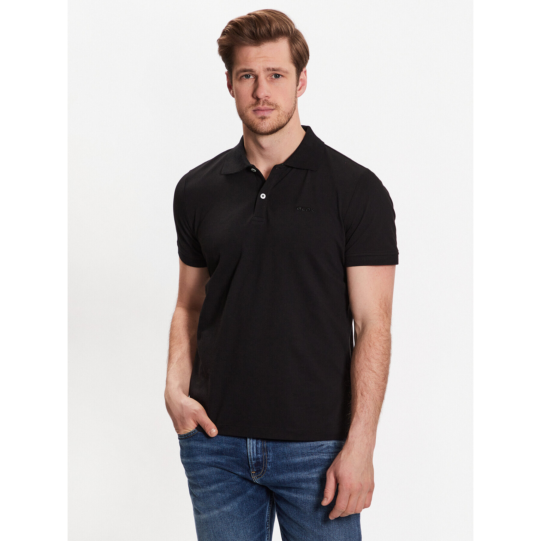 Geox Tricou polo Piquet M3510D-T2994 F9000 Negru Regular Fit - Pled.ro