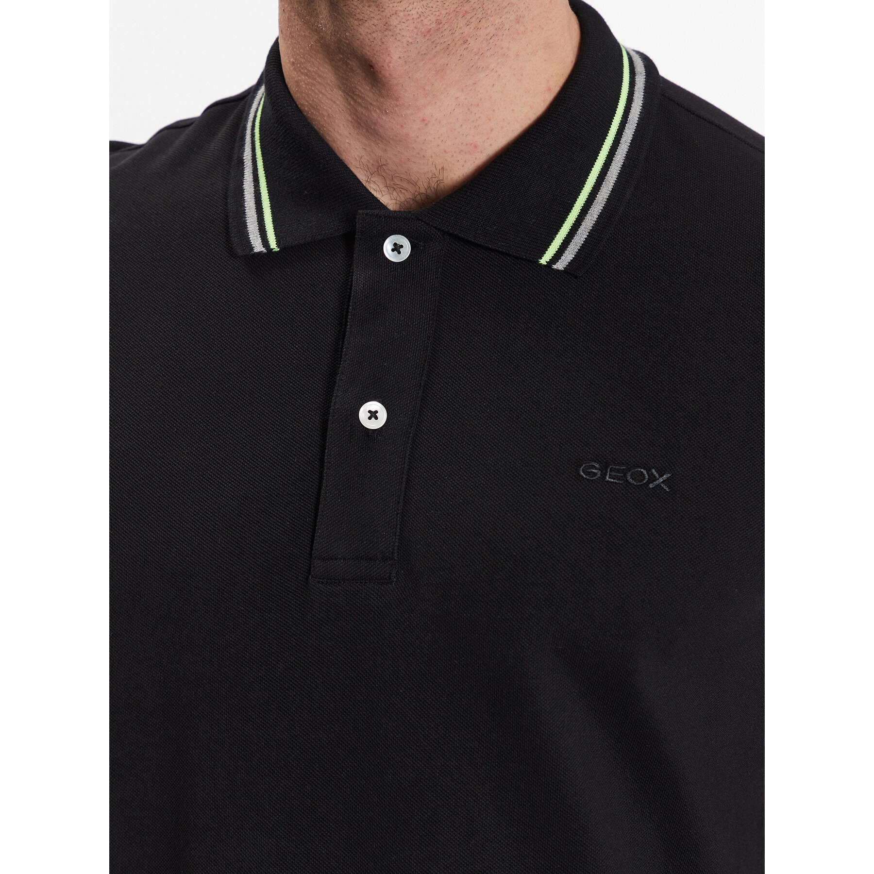 Geox Tricou polo Piquet M3511A-T2649 F9000 Negru Regular Fit - Pled.ro