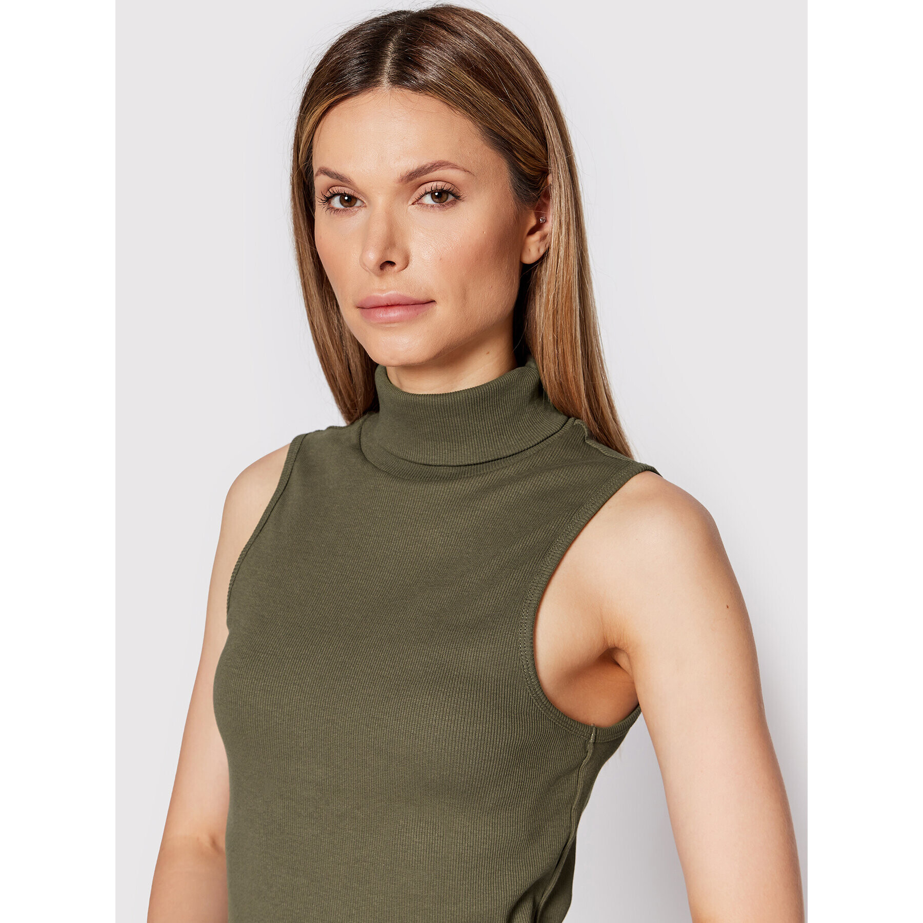 Gestuz Bluză cu gât Drewgz 10905930 Verde Slim Fit - Pled.ro