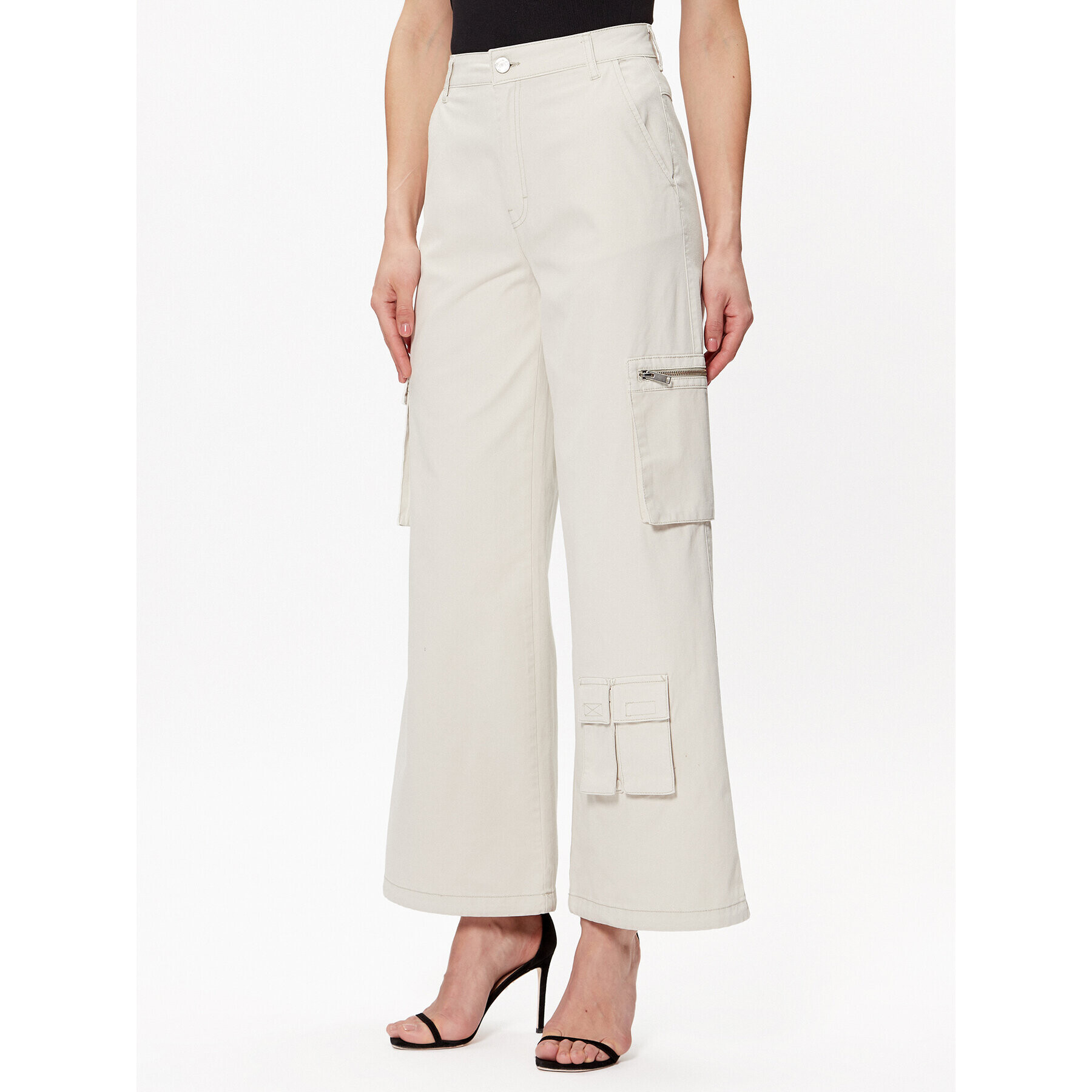 Gestuz Pantaloni din material Candace 10907045 Écru Regular Fit - Pled.ro